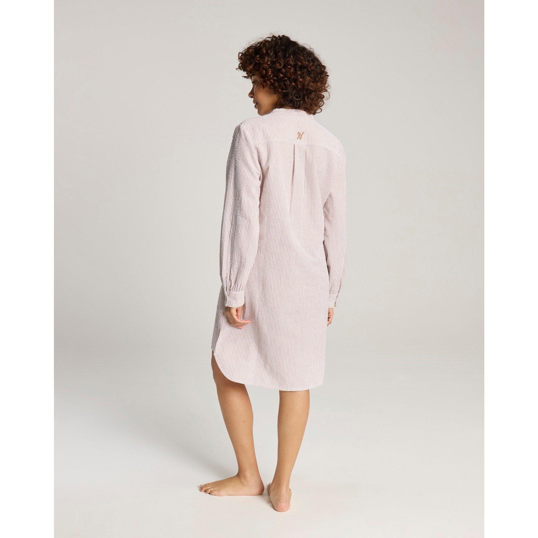 Mocha Stripe - Nudea - Seersucker Shirt Dress - 2