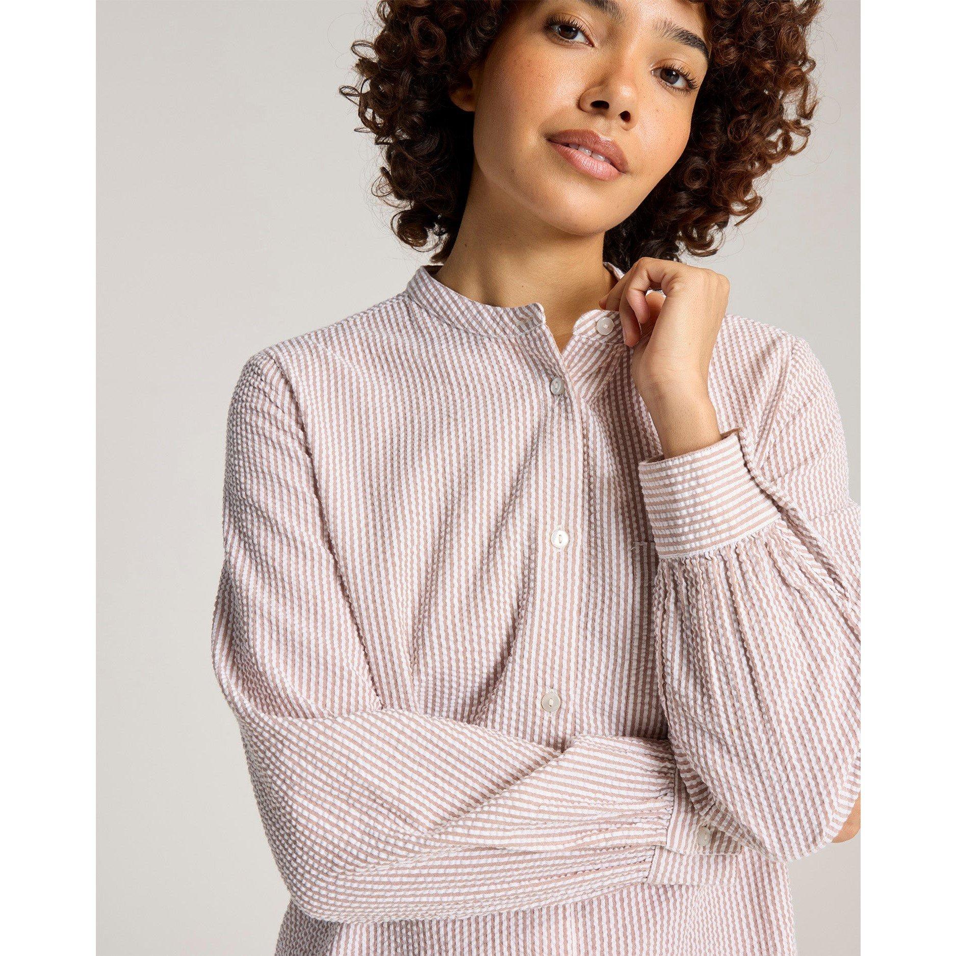 Mocha Stripe - Nudea - Seersucker Shirt Dress - 3