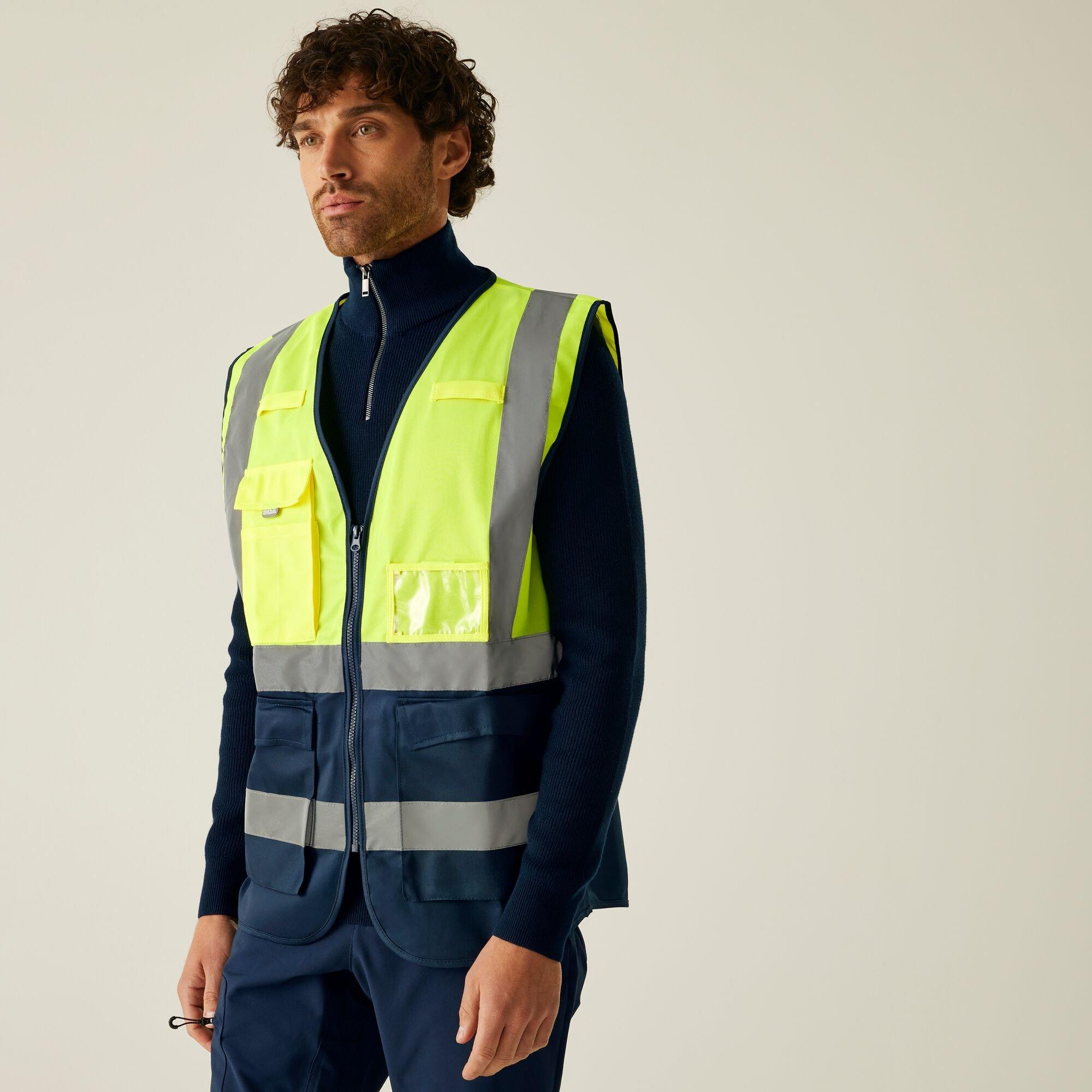 Regatta Men's Pro Hi-Vis Executive Vest - Yellow/Navy - 3XL