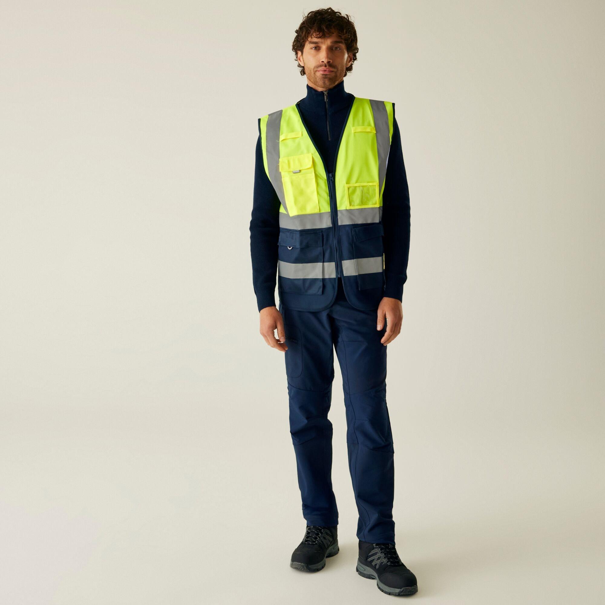 Yellow/Navy - Regatta - Mens Pro HI-VIS Executive Vest - 3