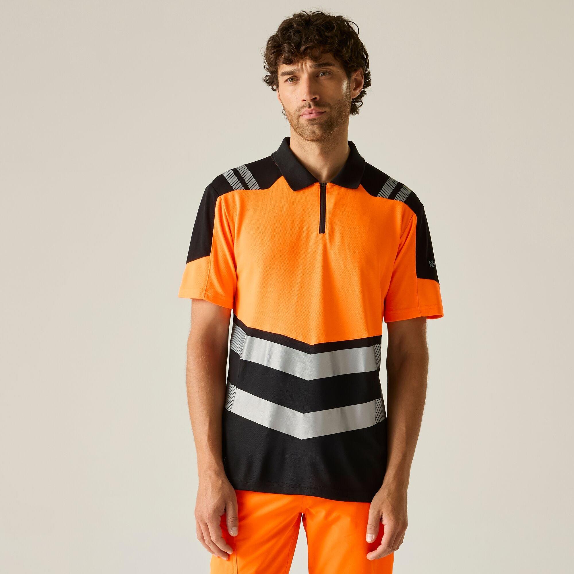 Regatta Men's Hi-Vis X-Pro Polo - Class 1 - Black/Orange - XL
