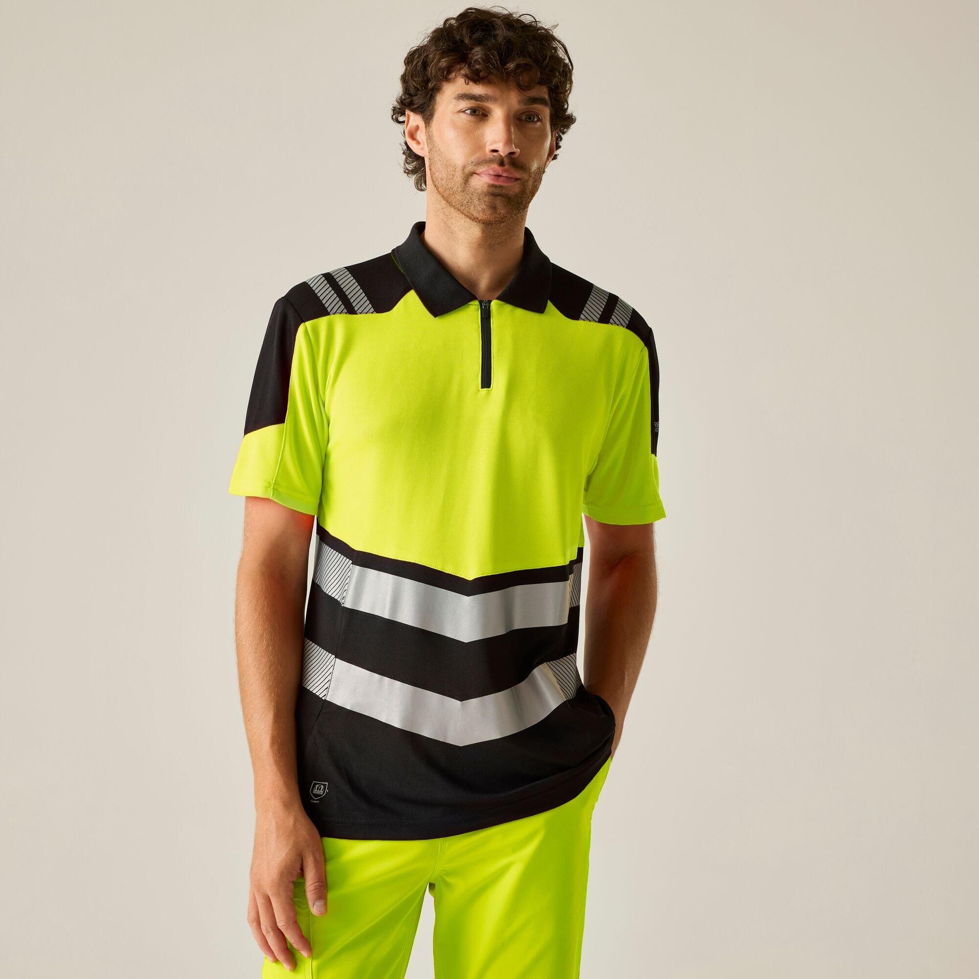 Regatta Men's Hi-Vis X-Pro Polo - Class 1 - Black/Yellow - 3XL