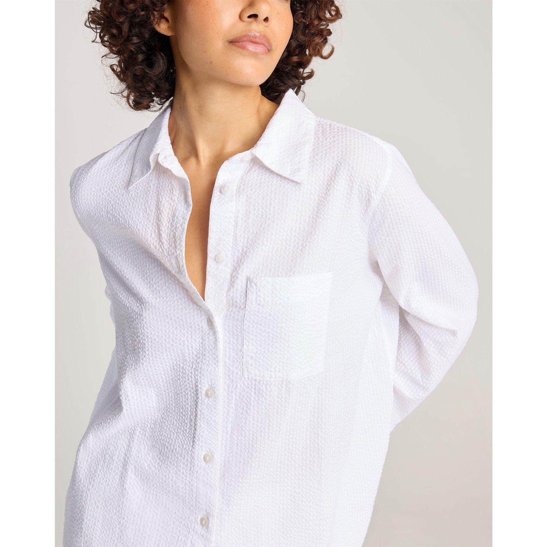 White - Nudea - Seersucker Boxy Shirt - 1