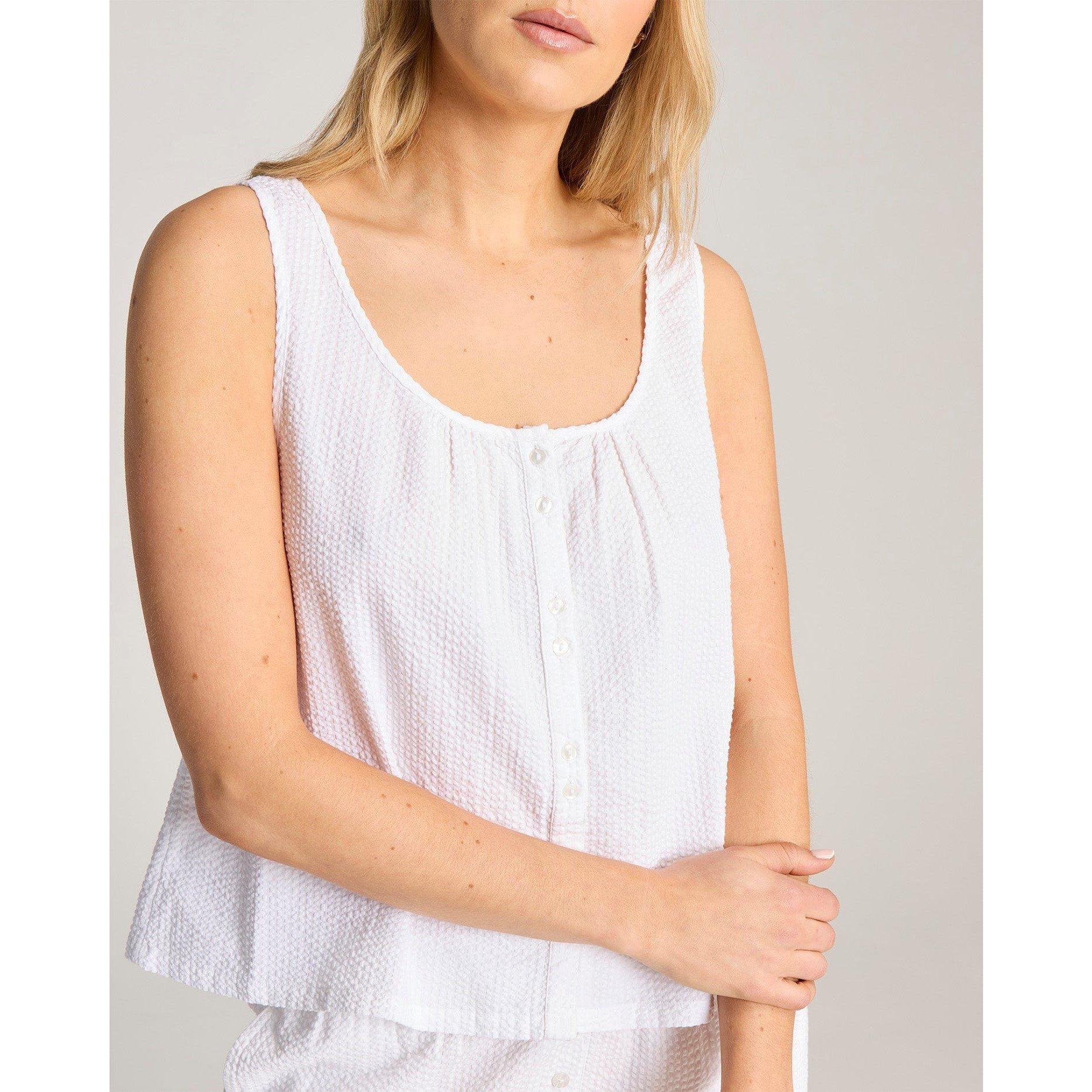 White - Nudea - Seersucker Button Cami - 2