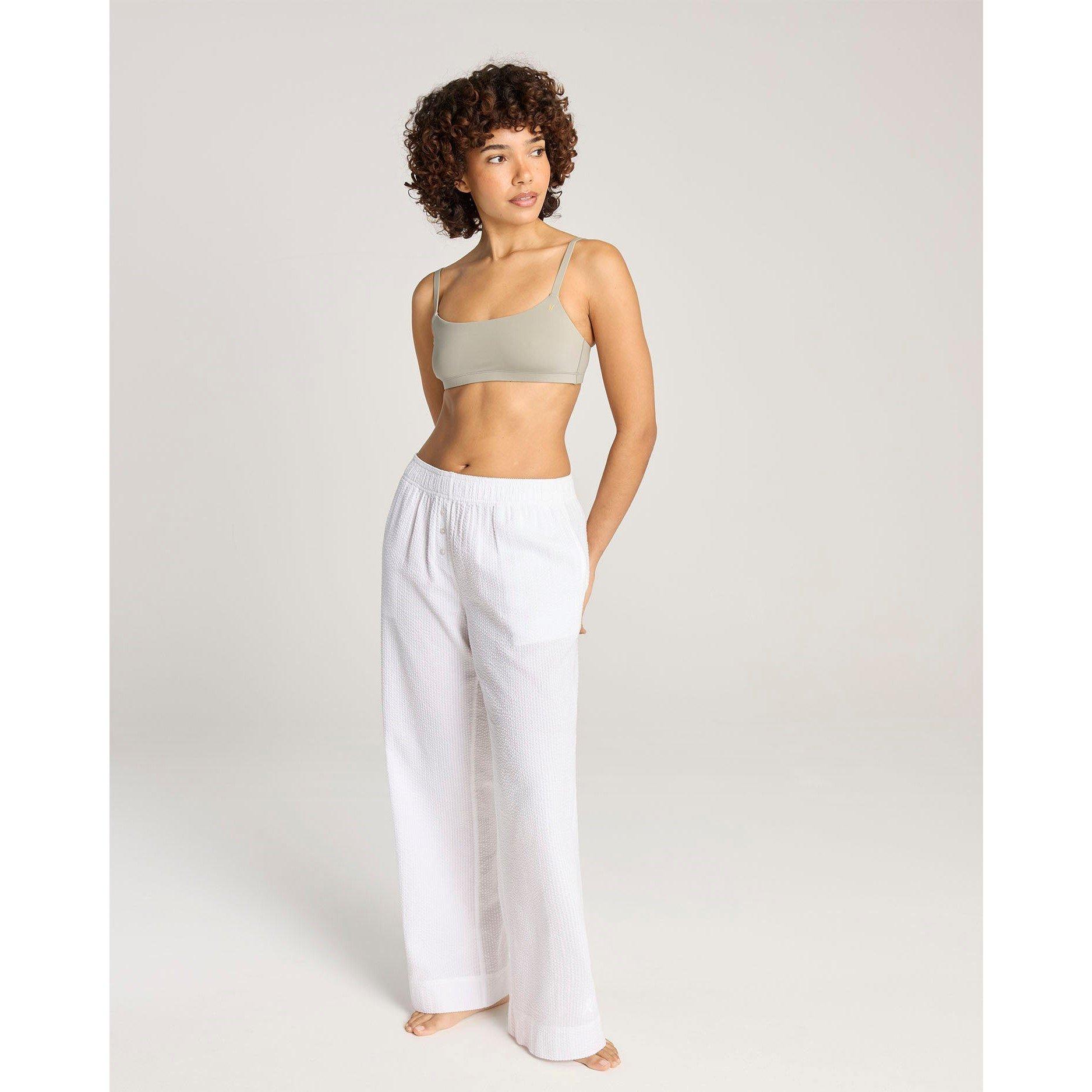 White - Nudea - Seersucker Button Trouser - 1