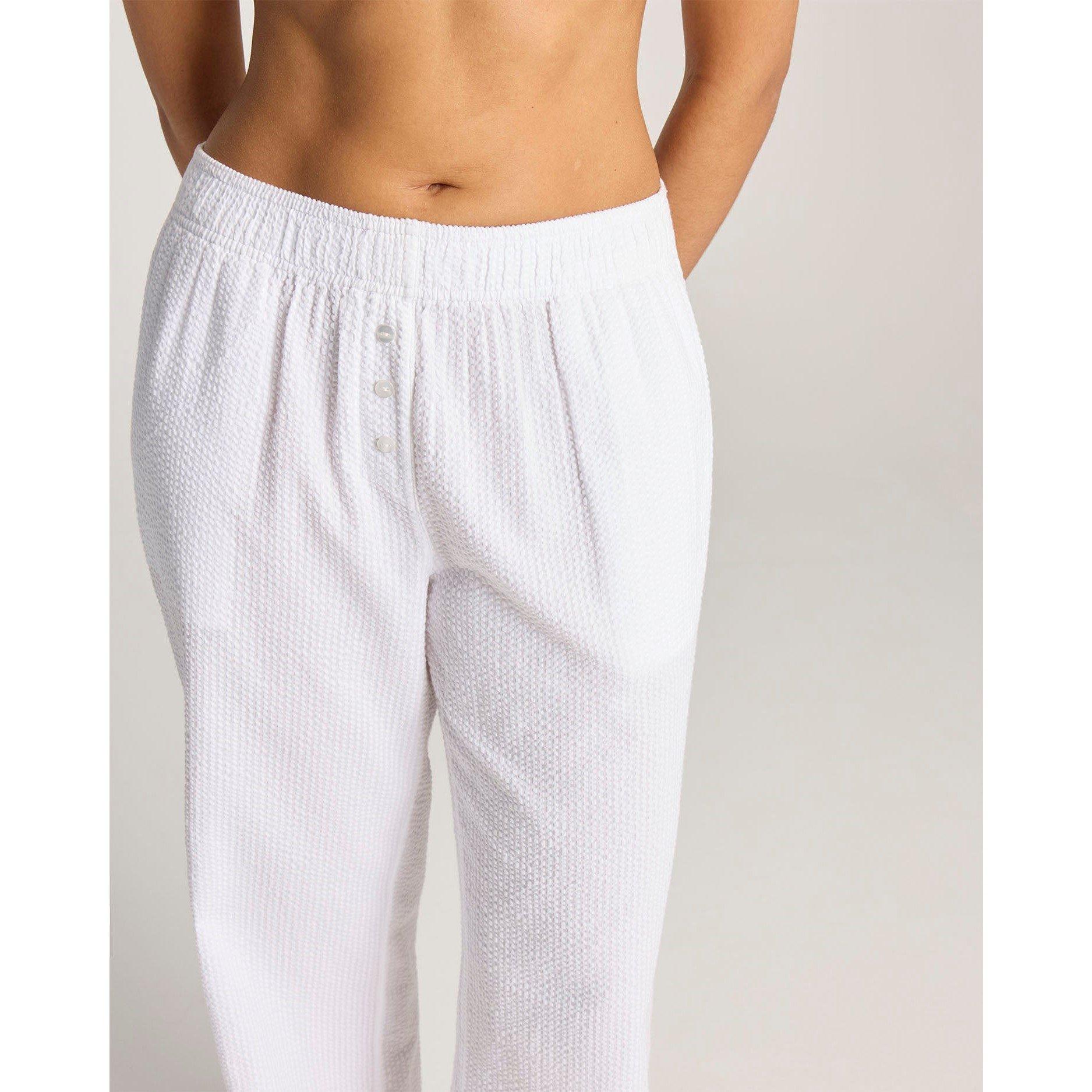White - Nudea - Seersucker Button Trouser - 2