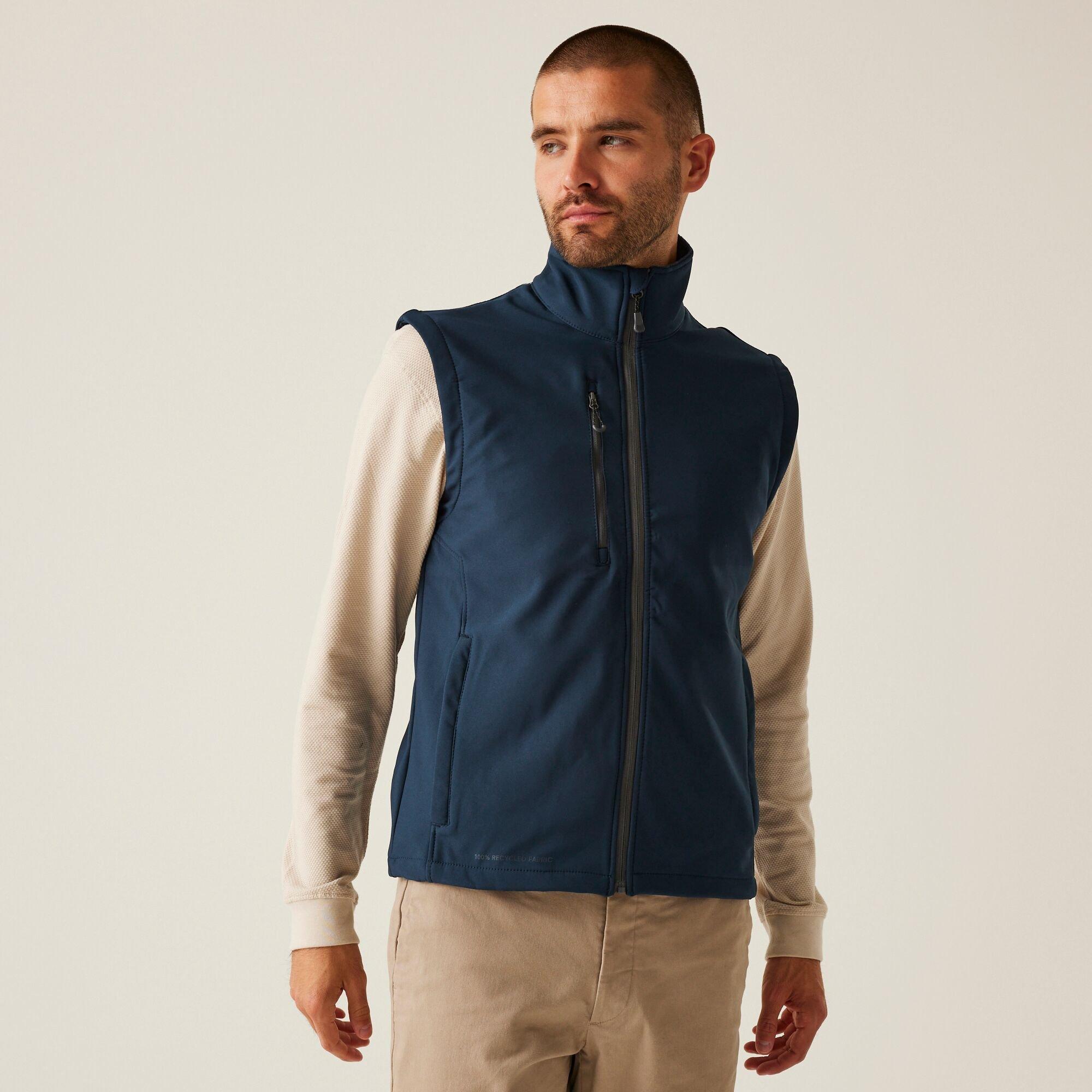 Navy - Regatta - Mens H/M Printable Softshell Bodywarmer - 1