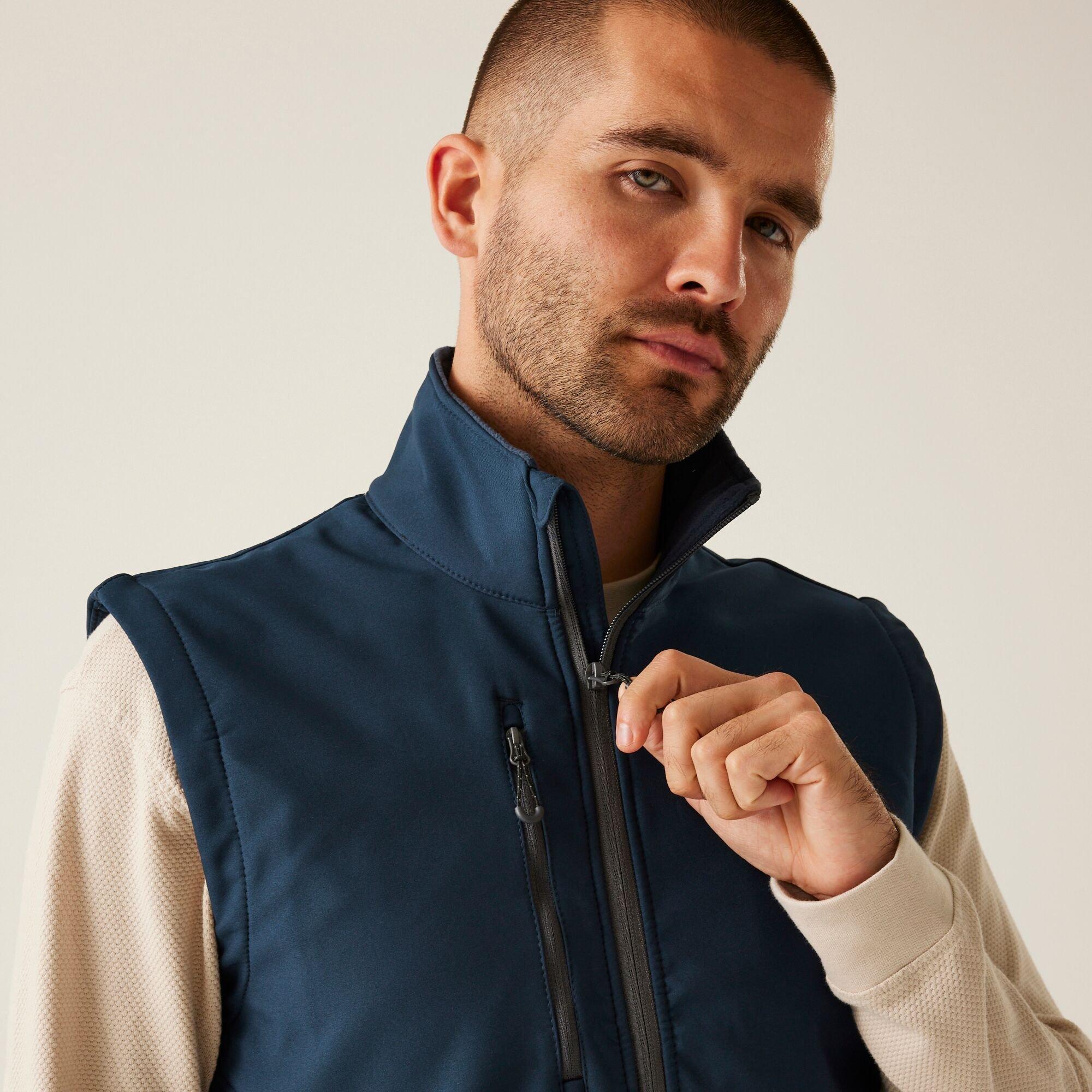 Navy - Regatta - Mens H/M Printable Softshell Bodywarmer - 4