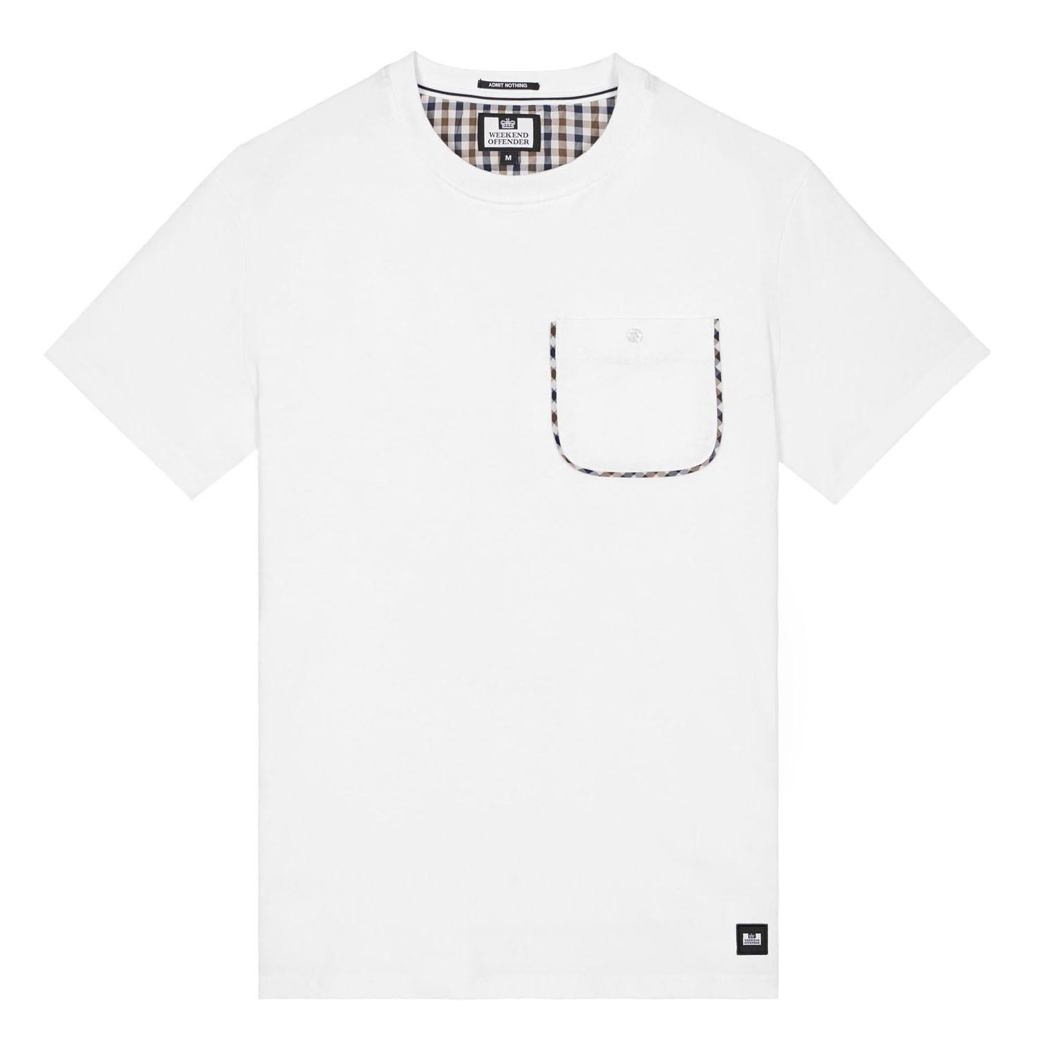 White - Weekend Offender - Sutton Check Detail Pocket T-Shirt - 3