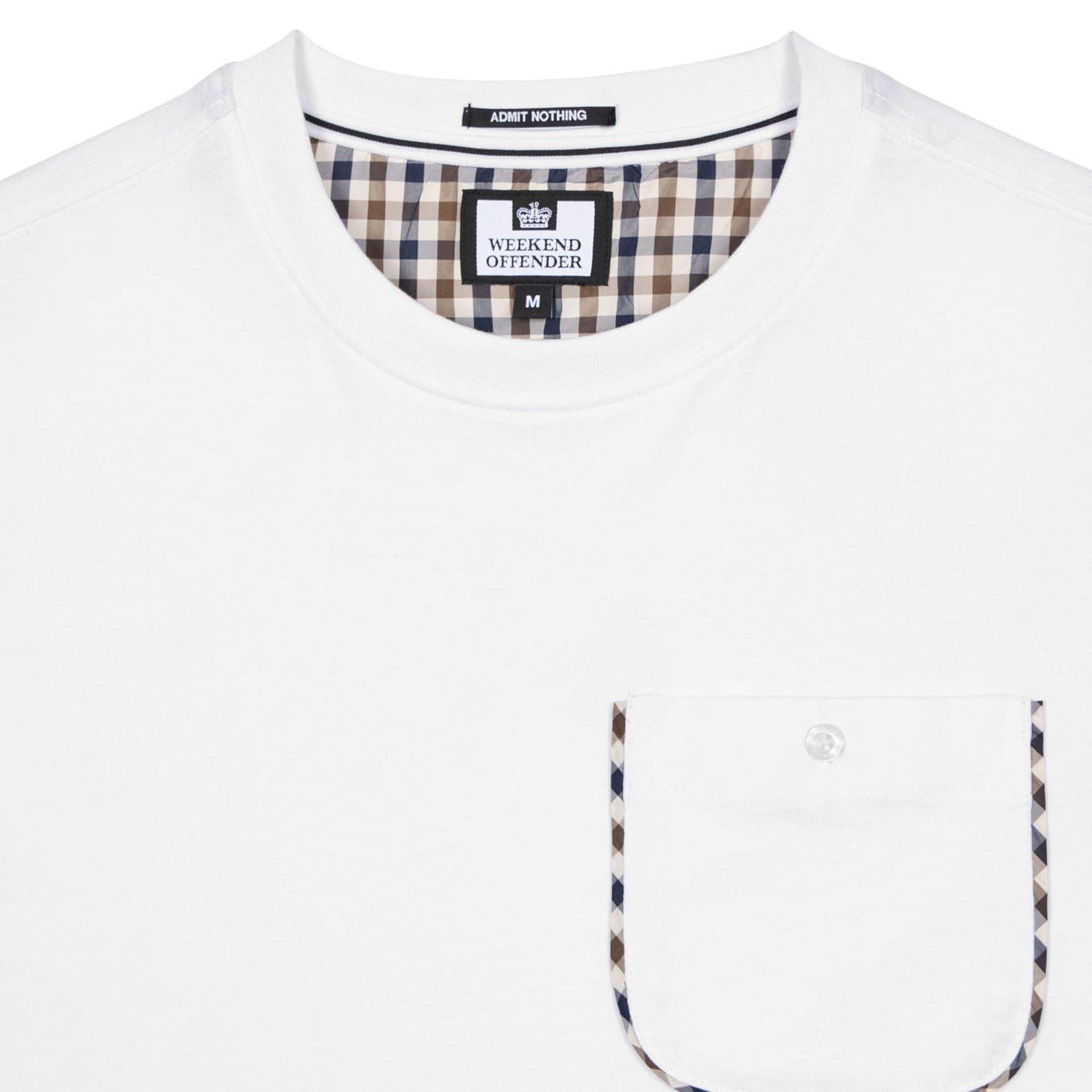 White - Weekend Offender - Sutton Check Detail Pocket T-Shirt - 4