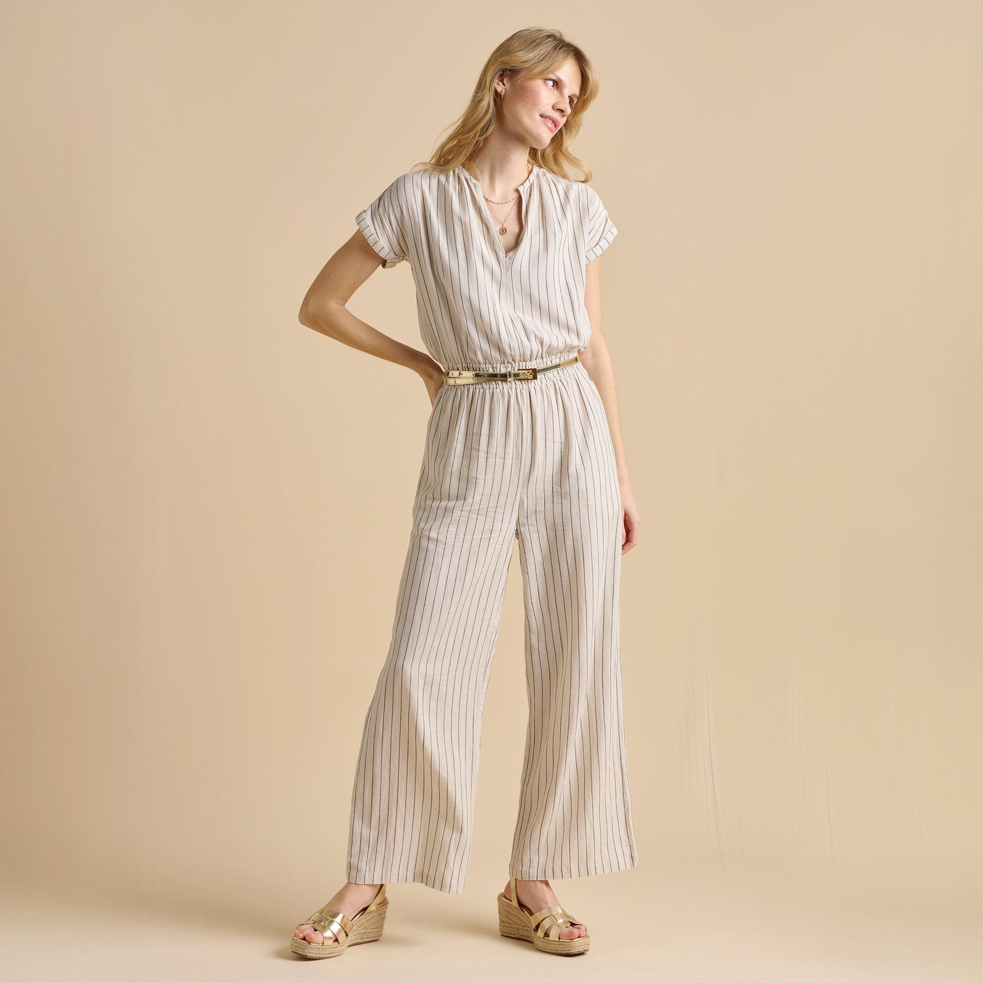 Cream - Brakeburn - Wide Leg Stripe Jumpsuit - 3
