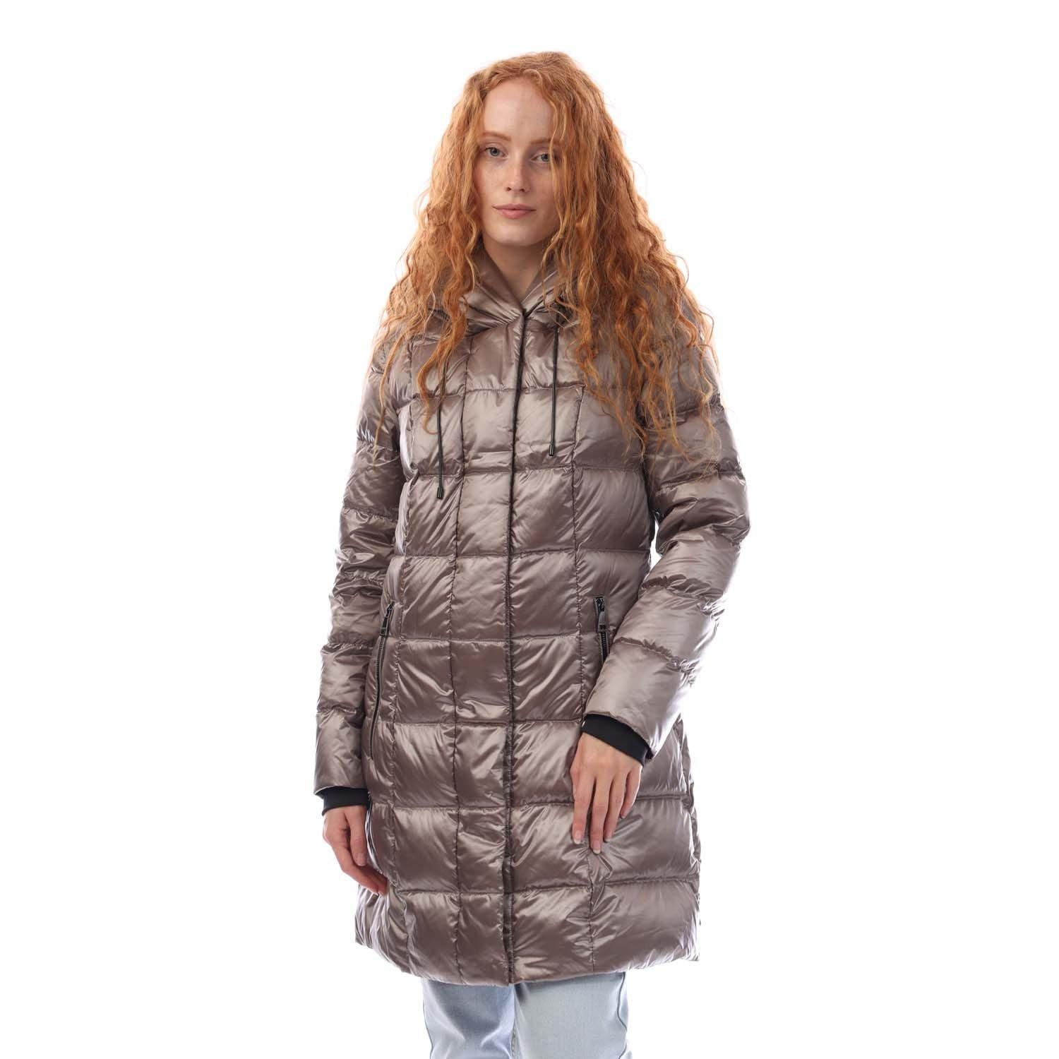 Paars - DKNY - Zip Front Down Filled Long Puffer Jacket - 1