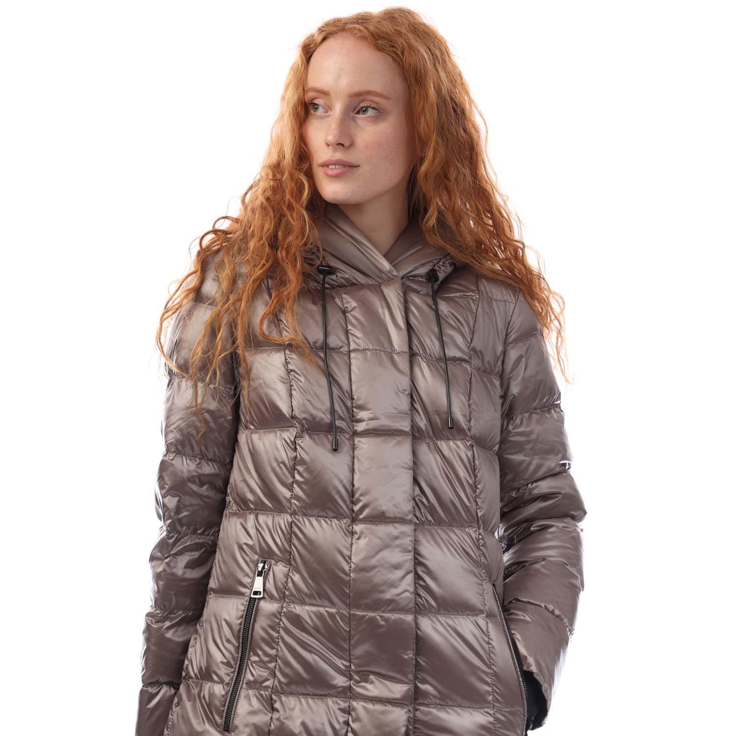 Purple - DKNY - Zip Front Down Filled Long Puffer Jacket - 2