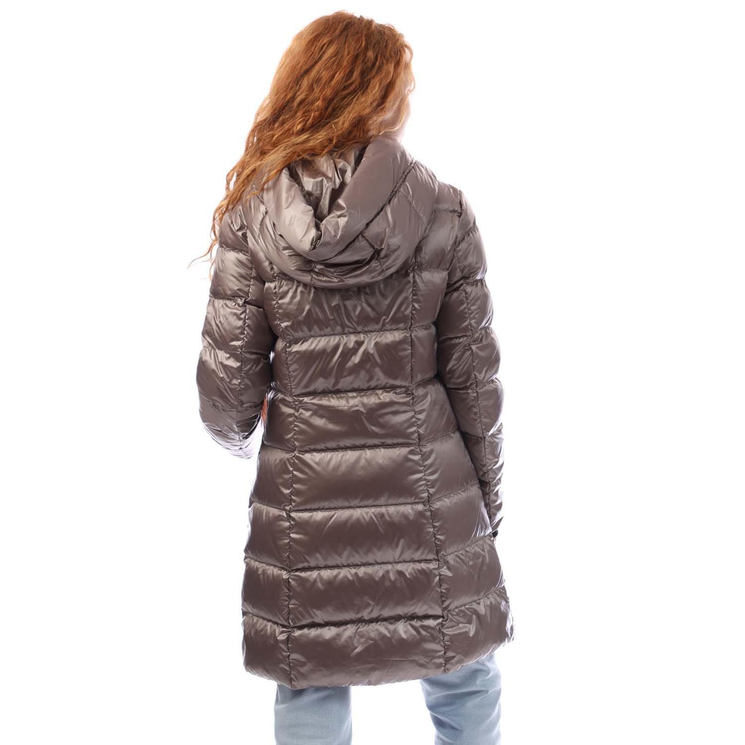 Purple - DKNY - Zip Front Down Filled Long Puffer Jacket - 3