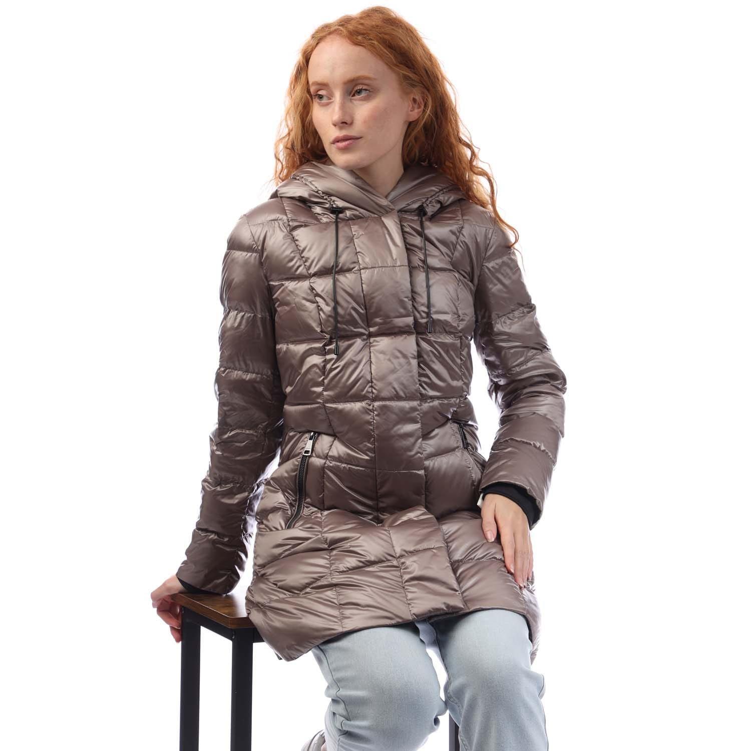 Purple - DKNY - Zip Front Down Filled Long Puffer Jacket - 4