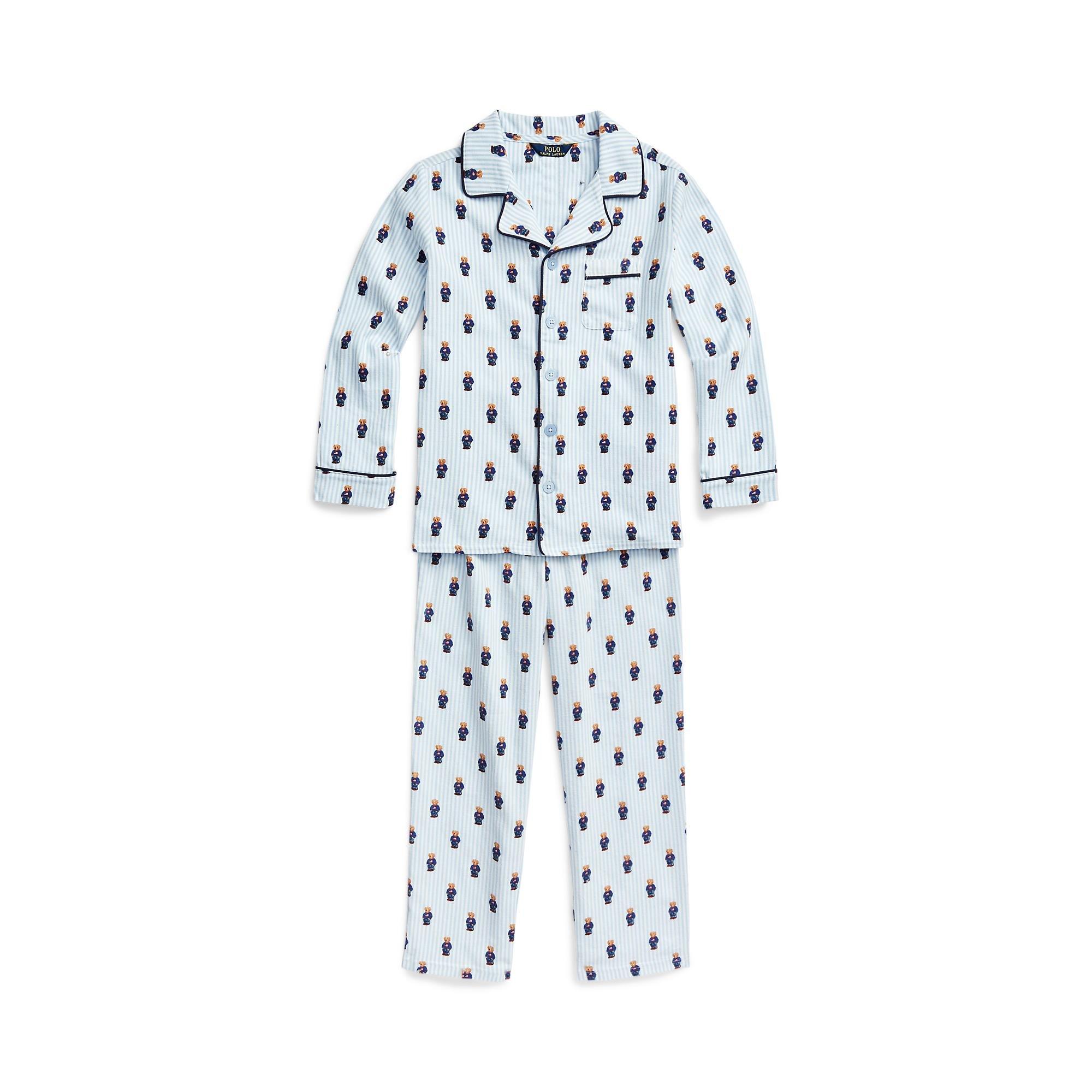 White/Blue - Polo Ralph Lauren - Kids' Bear Long-Sleeve Pyjama Sets - 1