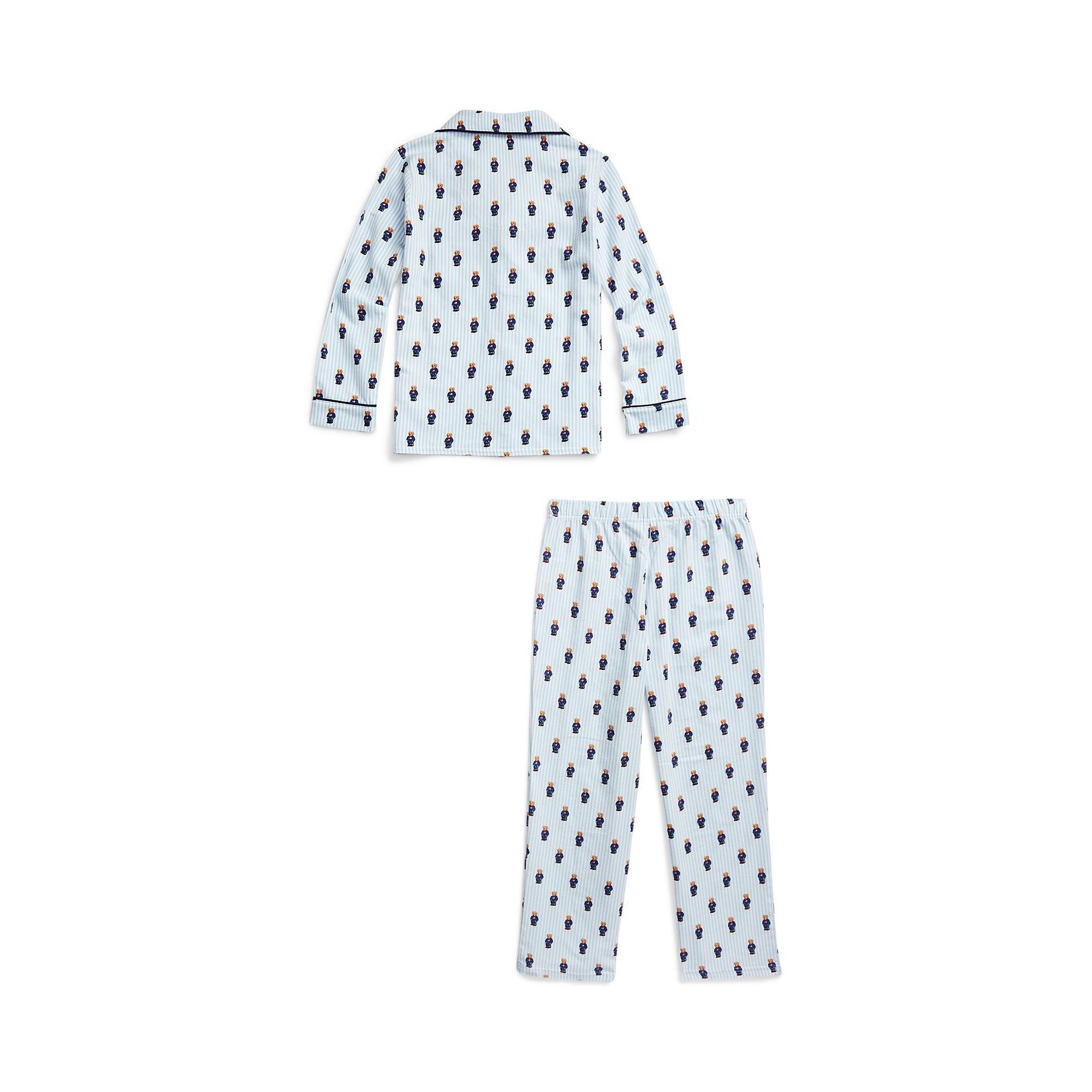 White/Blue - Polo Ralph Lauren - Kids' Bear Long-Sleeve Pyjama Sets - 2