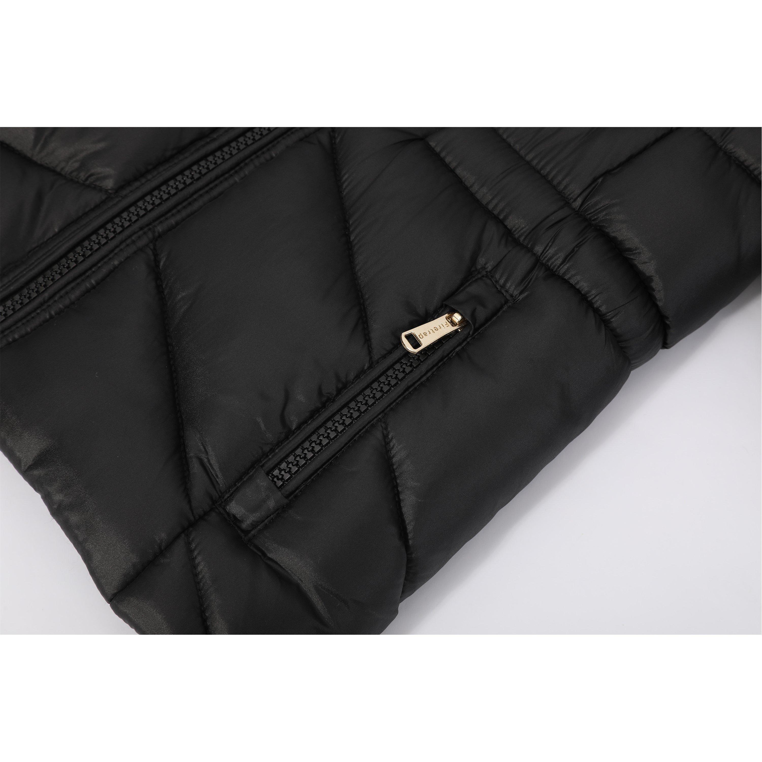 Noir - Firetrap - Faux Fur Hood Long Sleeve Short Puffer Jacket - 6