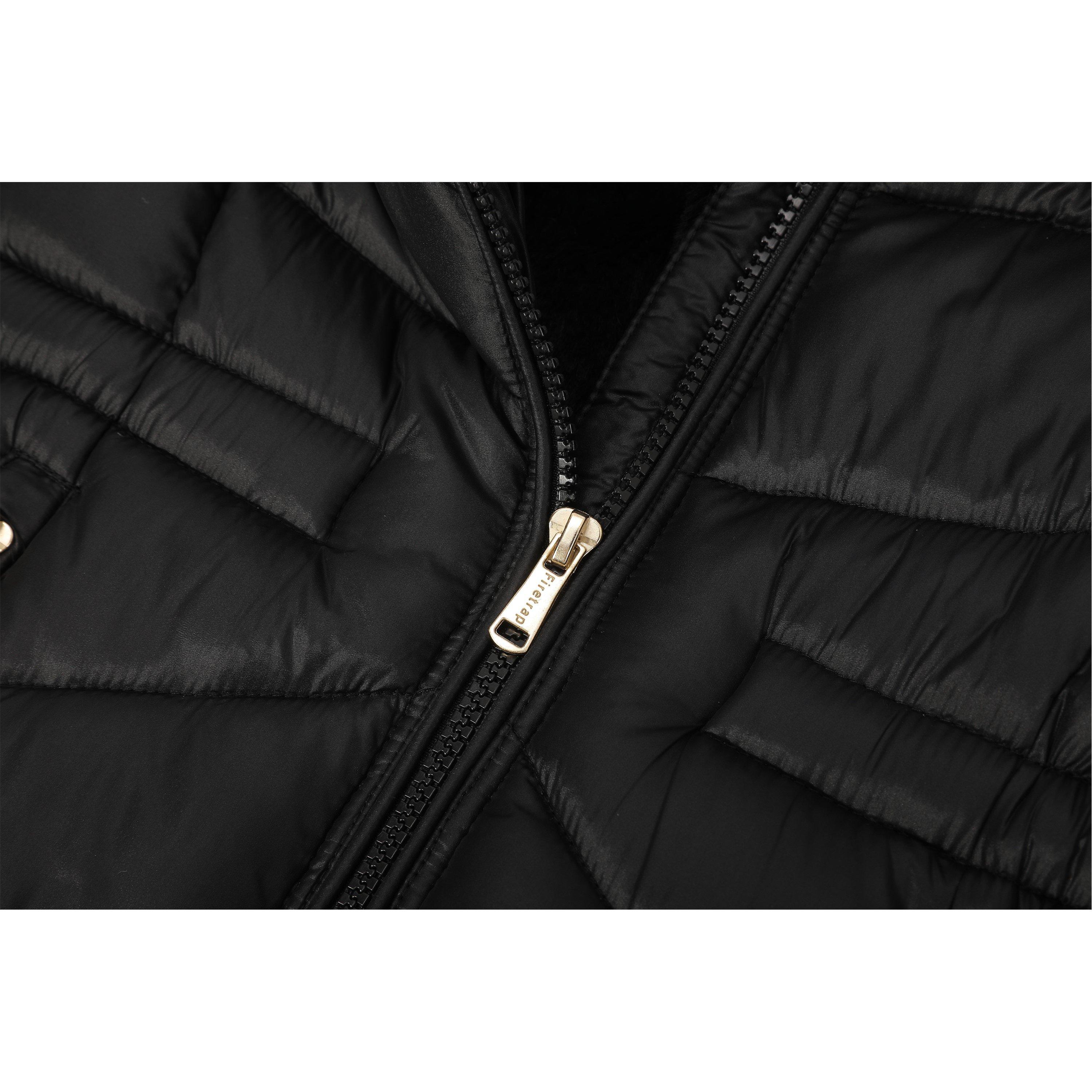 Noir - Firetrap - Faux Fur Hood Long Sleeve Short Puffer Jacket - 9