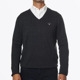 Gant Classic Cotton V Neck Sweatshirt