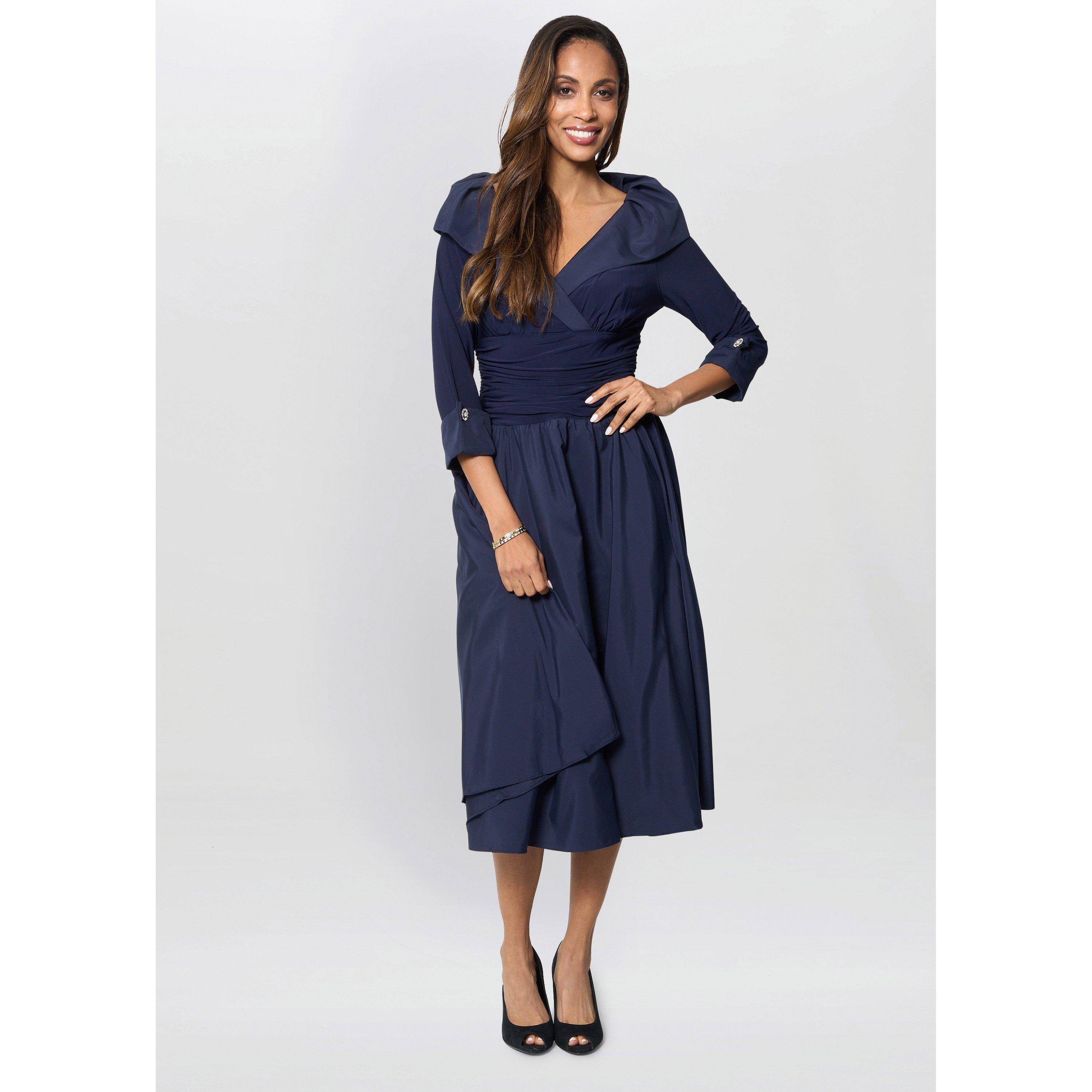 Navy - Gina Bacconi - Anne-Marie Taffeta Dress - 2