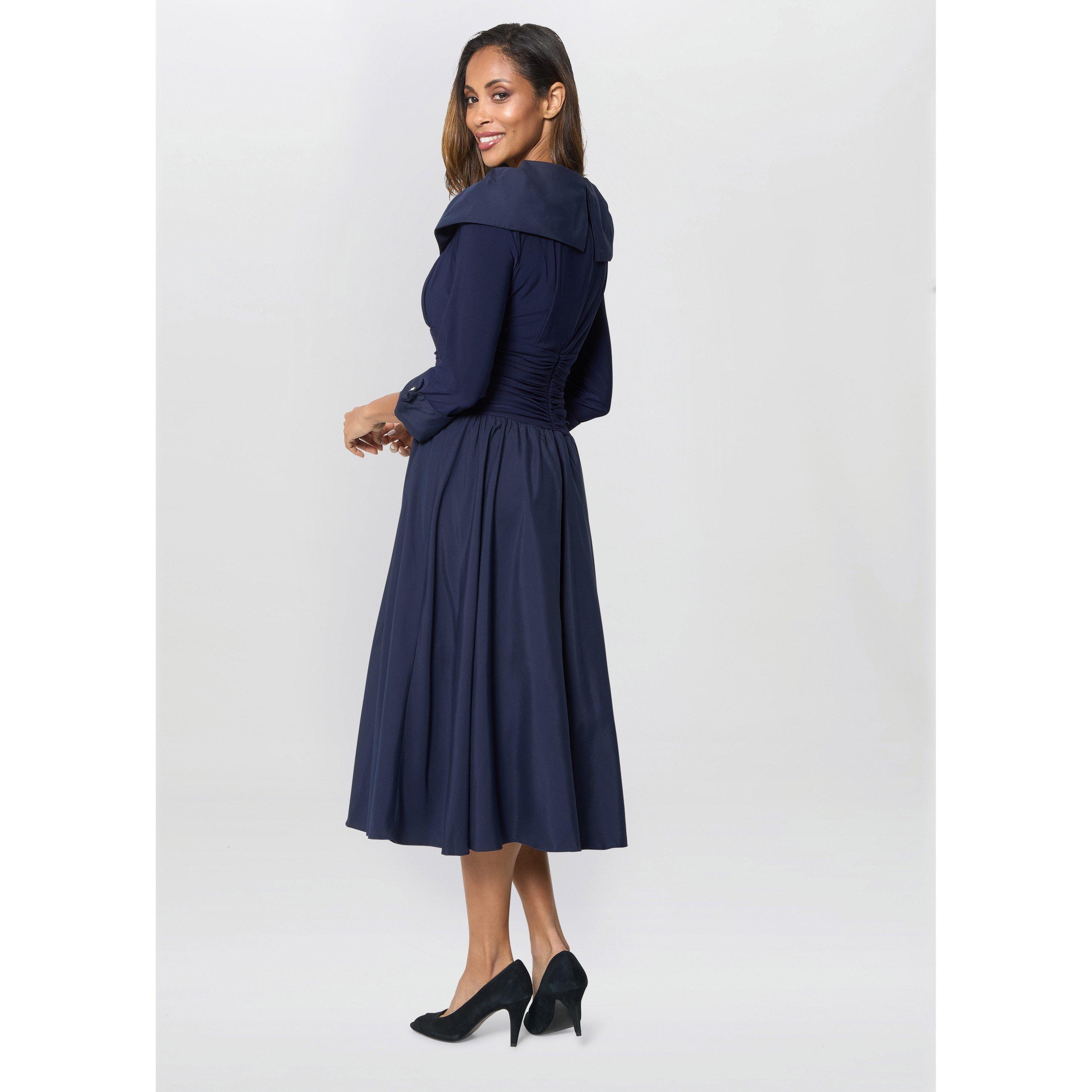 Navy - Gina Bacconi - Anne-Marie Taffeta Dress - 11