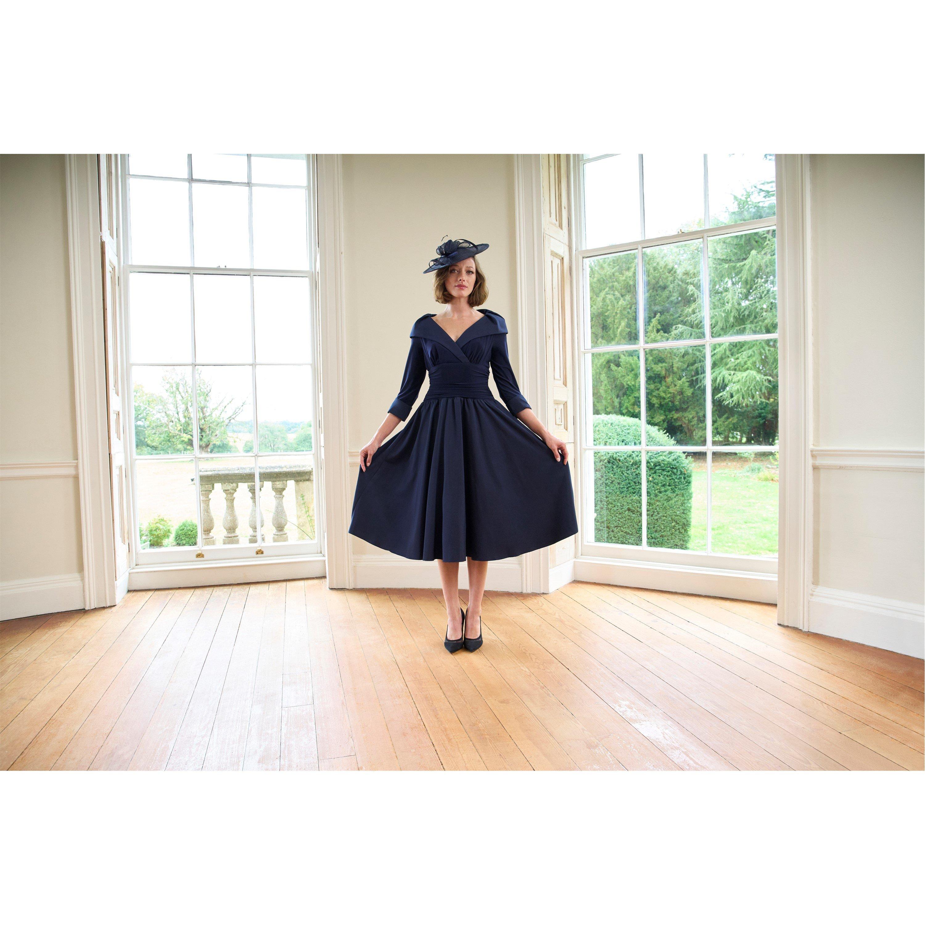 Navy - Gina Bacconi - Anne-Marie Taffeta Dress - 12