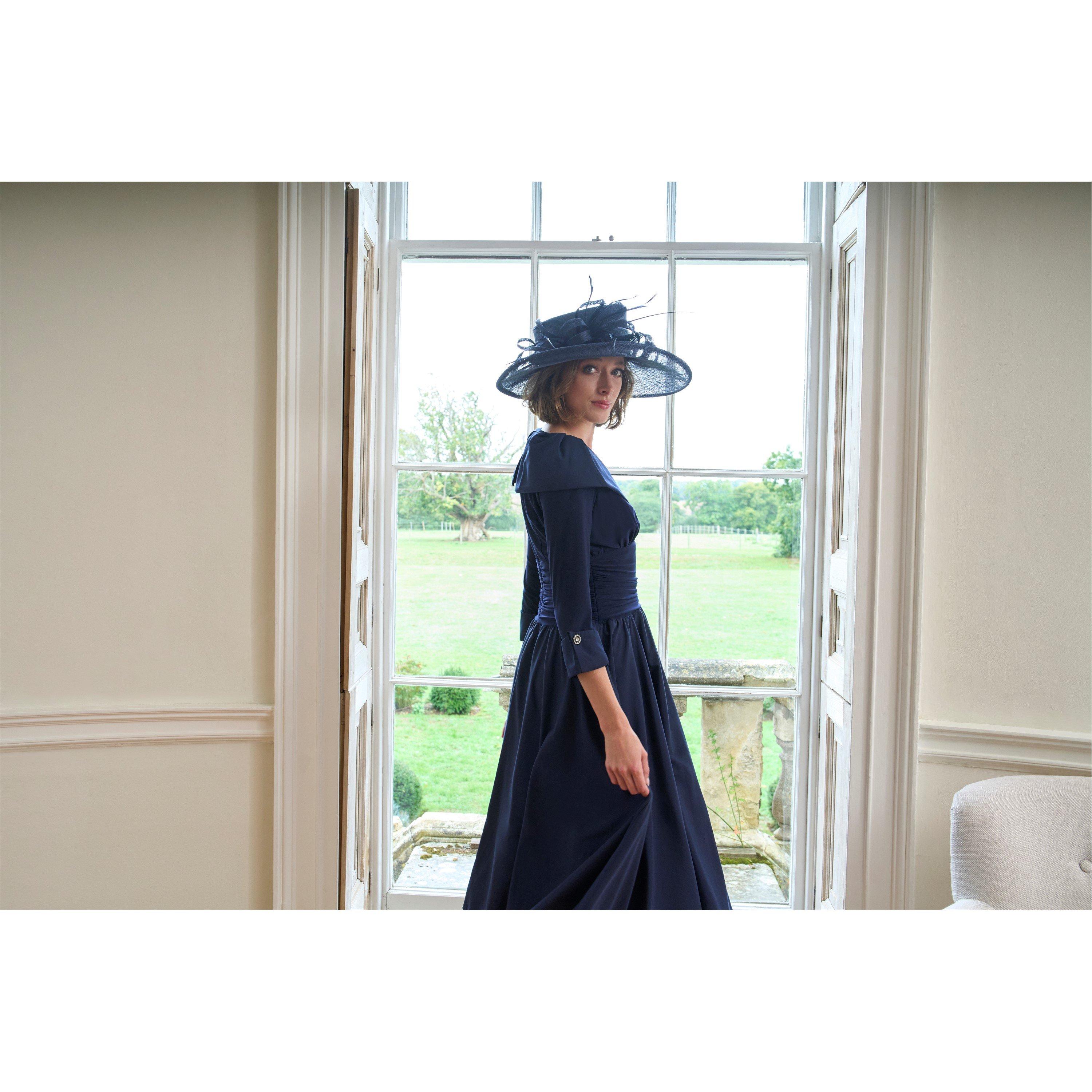 Navy - Gina Bacconi - Anne-Marie Taffeta Dress - 14