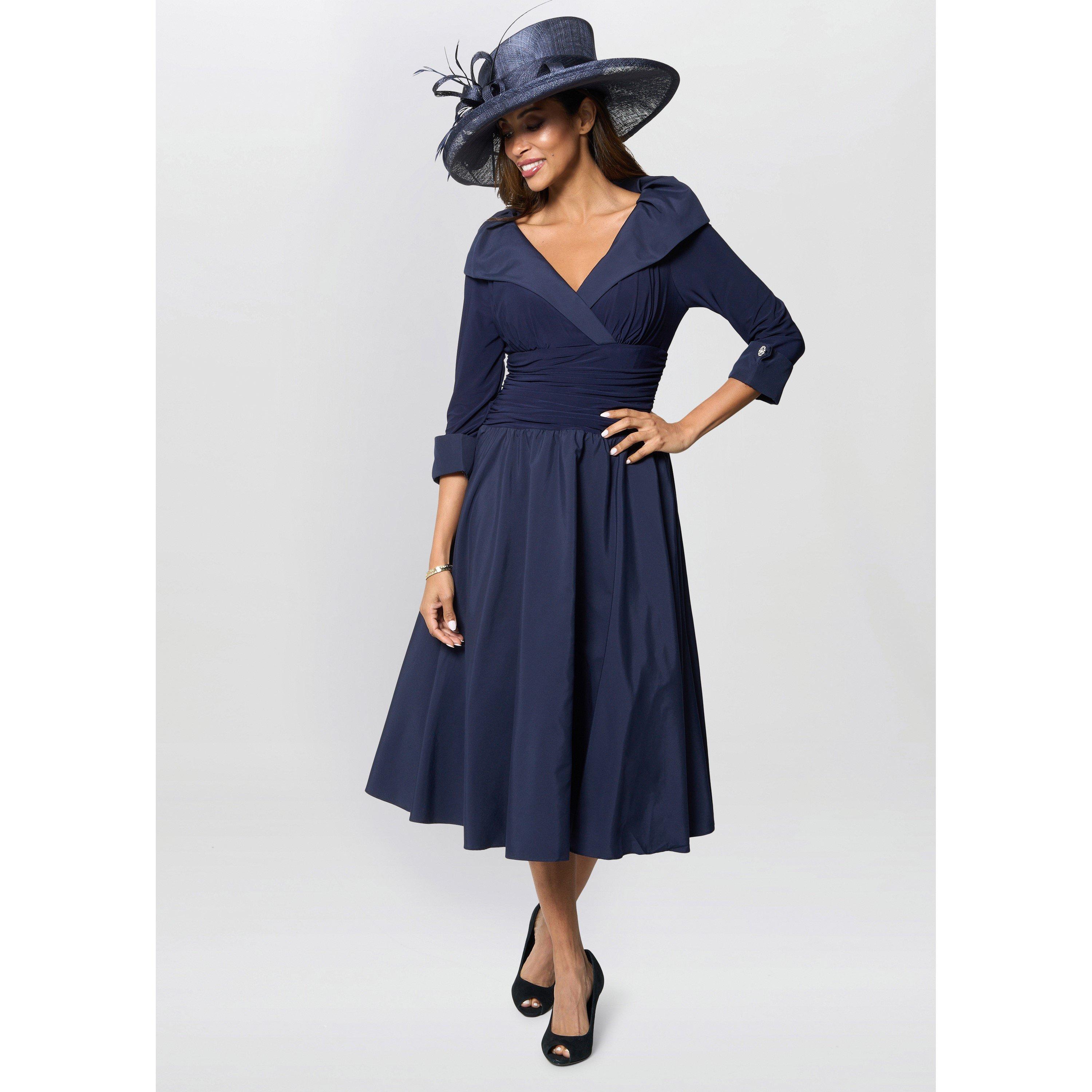 Navy - Gina Bacconi - Anne-Marie Taffeta Dress - 7