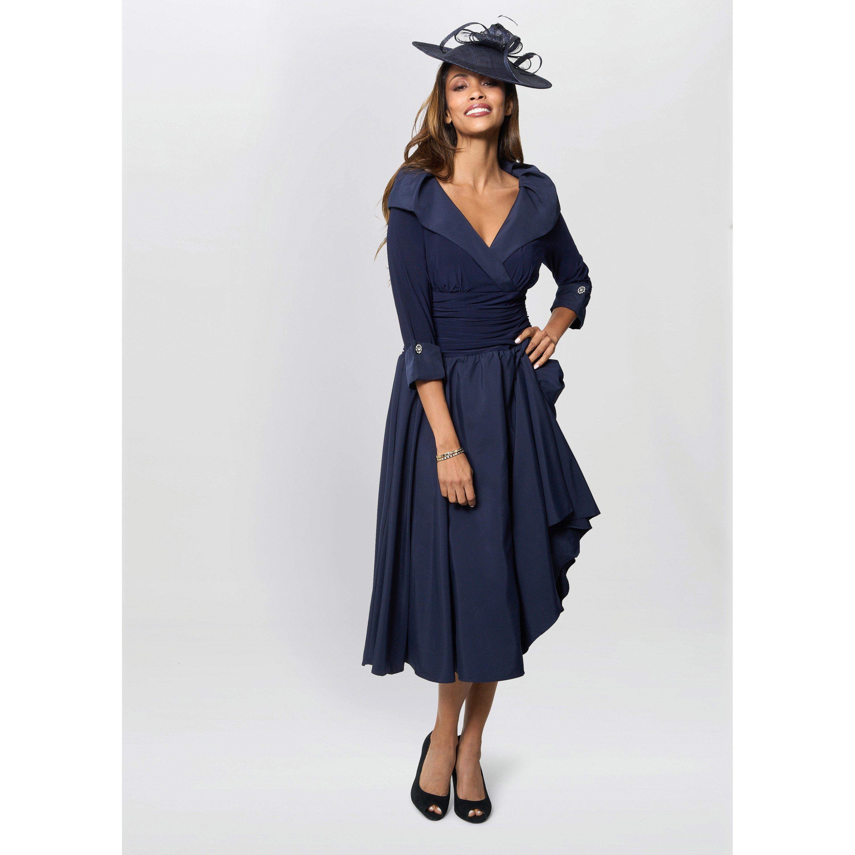 Navy - Gina Bacconi - Anne-Marie Taffeta Dress - 9