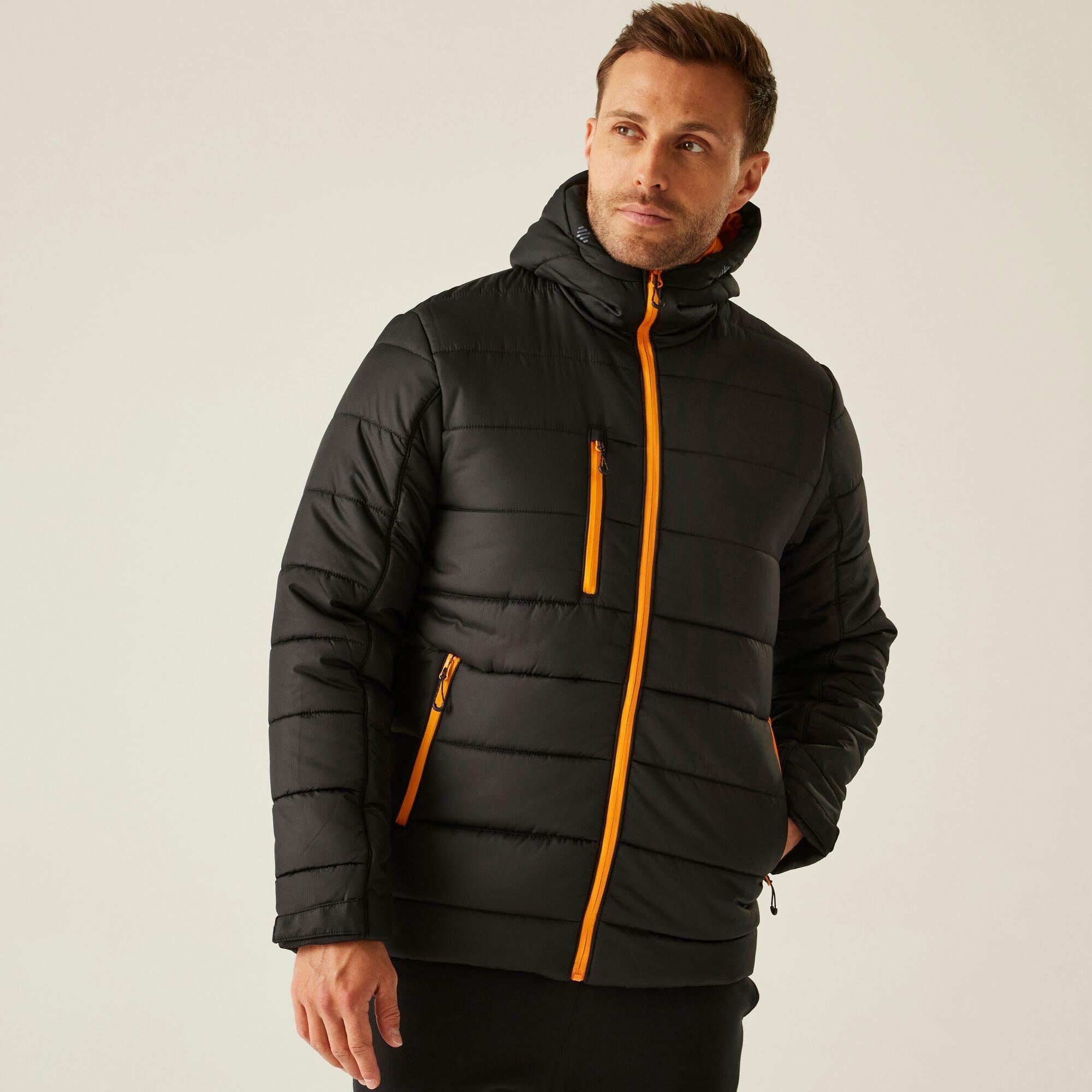 Regatta Men's Navigate Thermal Jacket - Black Orange Po - 4XL