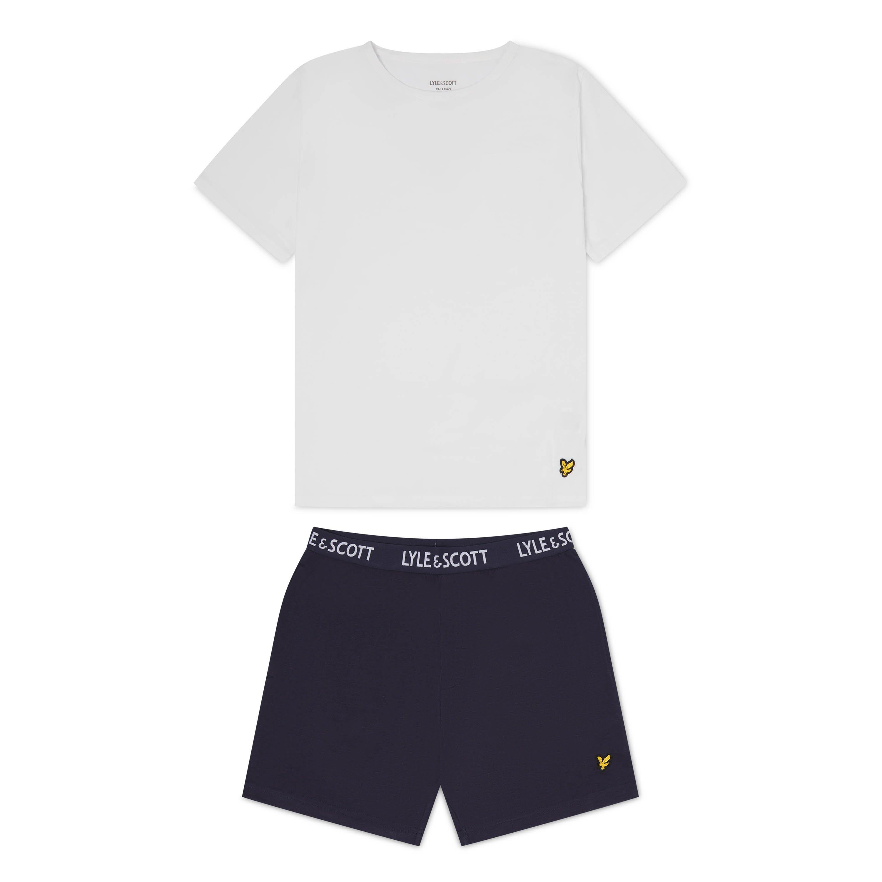 Lyle and Scott Kids' Short-Sleeve Pyjama Sets - Wht/Nvy