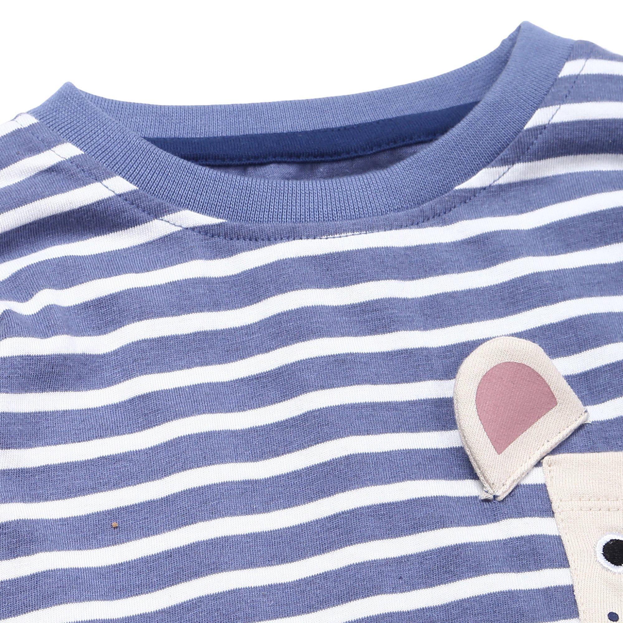 Blue - Lilly and Sid - Bear Pocket Regular Fit T-Shirt - 3