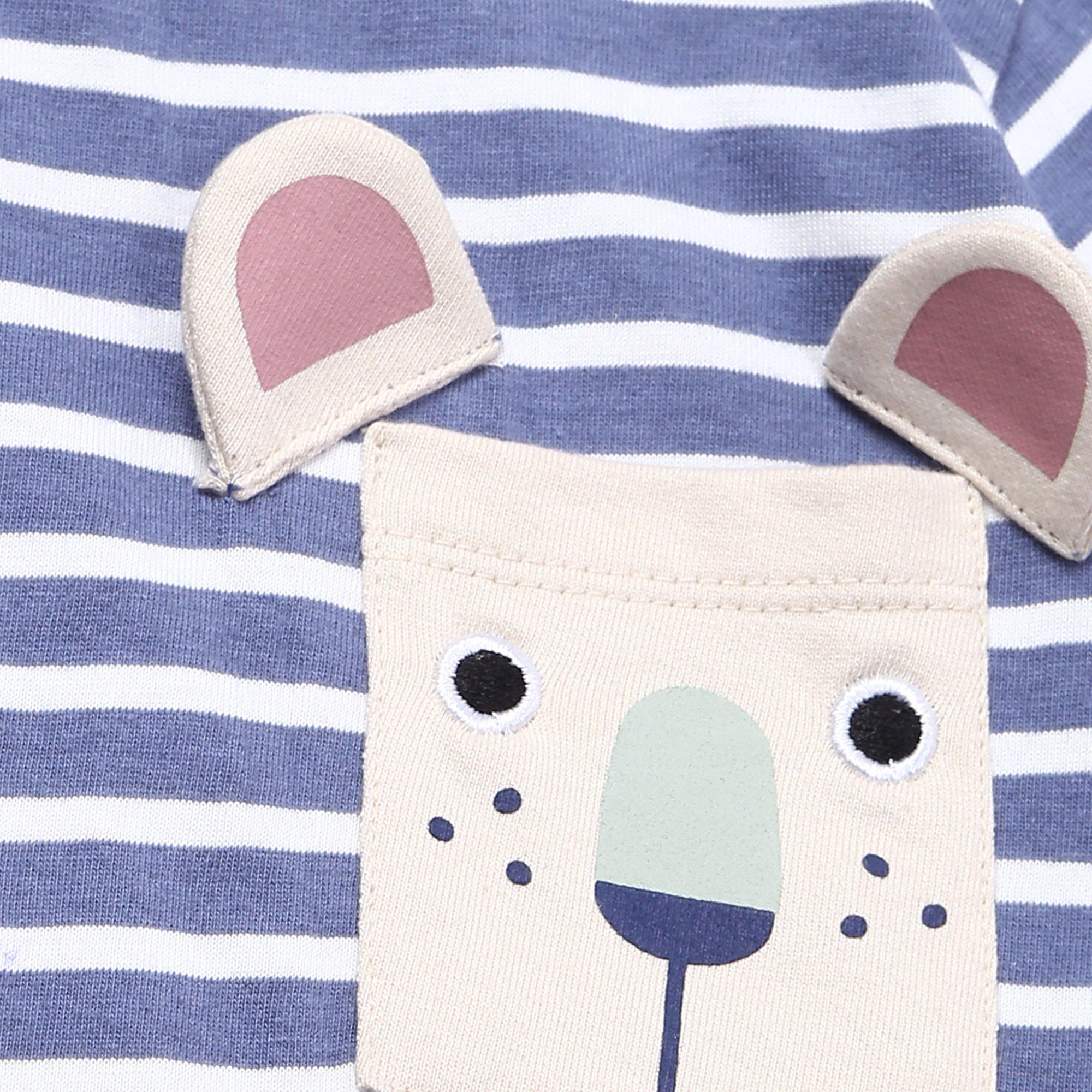 Blue - Lilly and Sid - Bear Pocket Regular Fit T-Shirt - 4