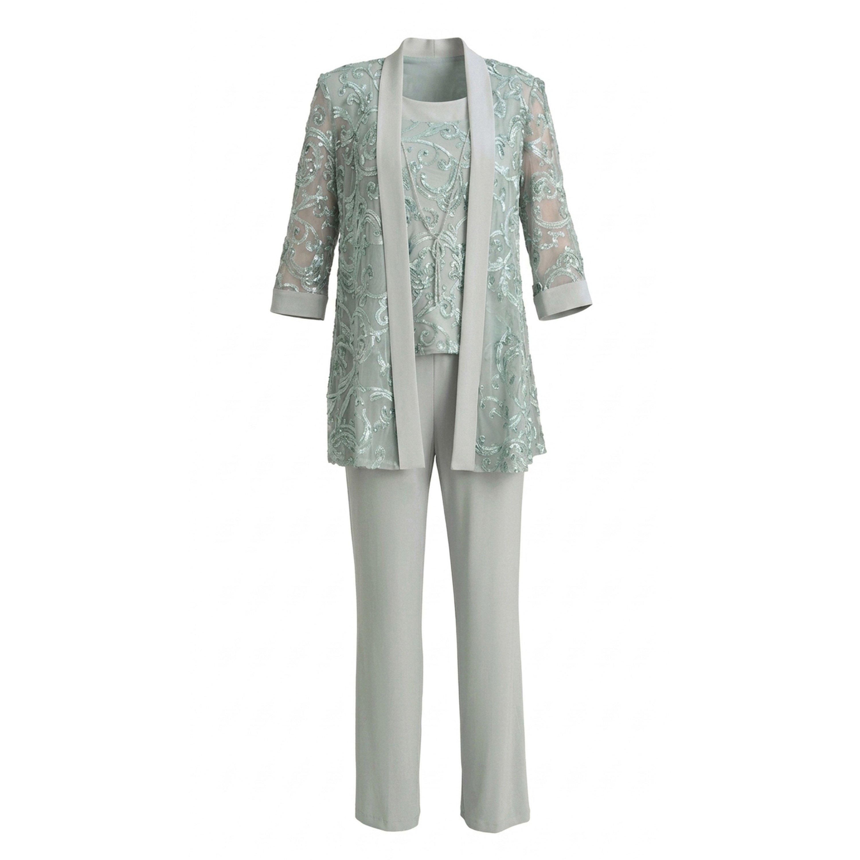 Sage - Gina Bacconi - Joelle Embroidered 2 Piece Trouser Suit - 4