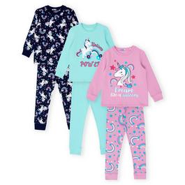 Miso Kids Girls 3 Pack Unicorn Pyjama Set