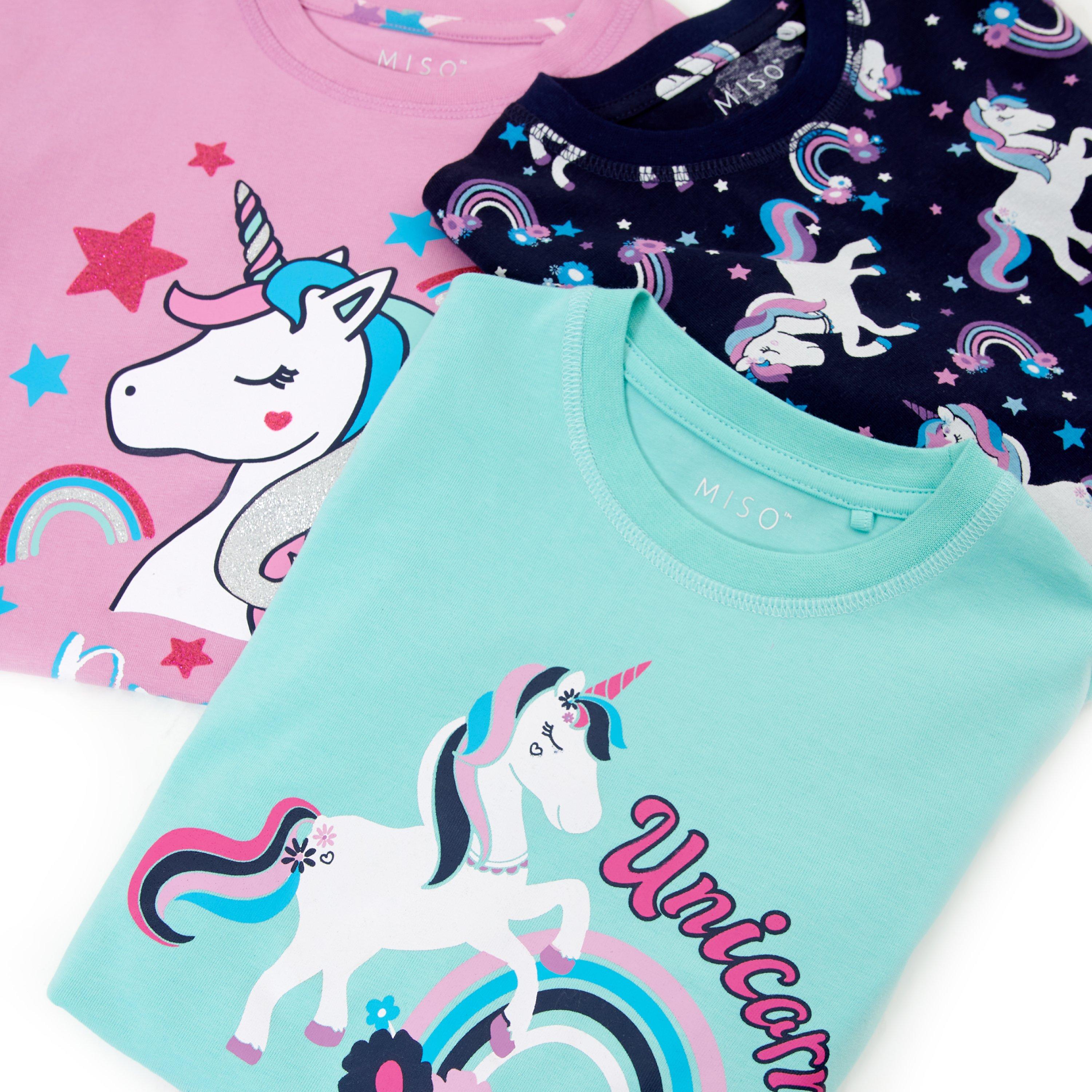 Miso Girls 3 Pack Unicorn Pyjama Set Long Sleeve Pyjama Sets FRASERS