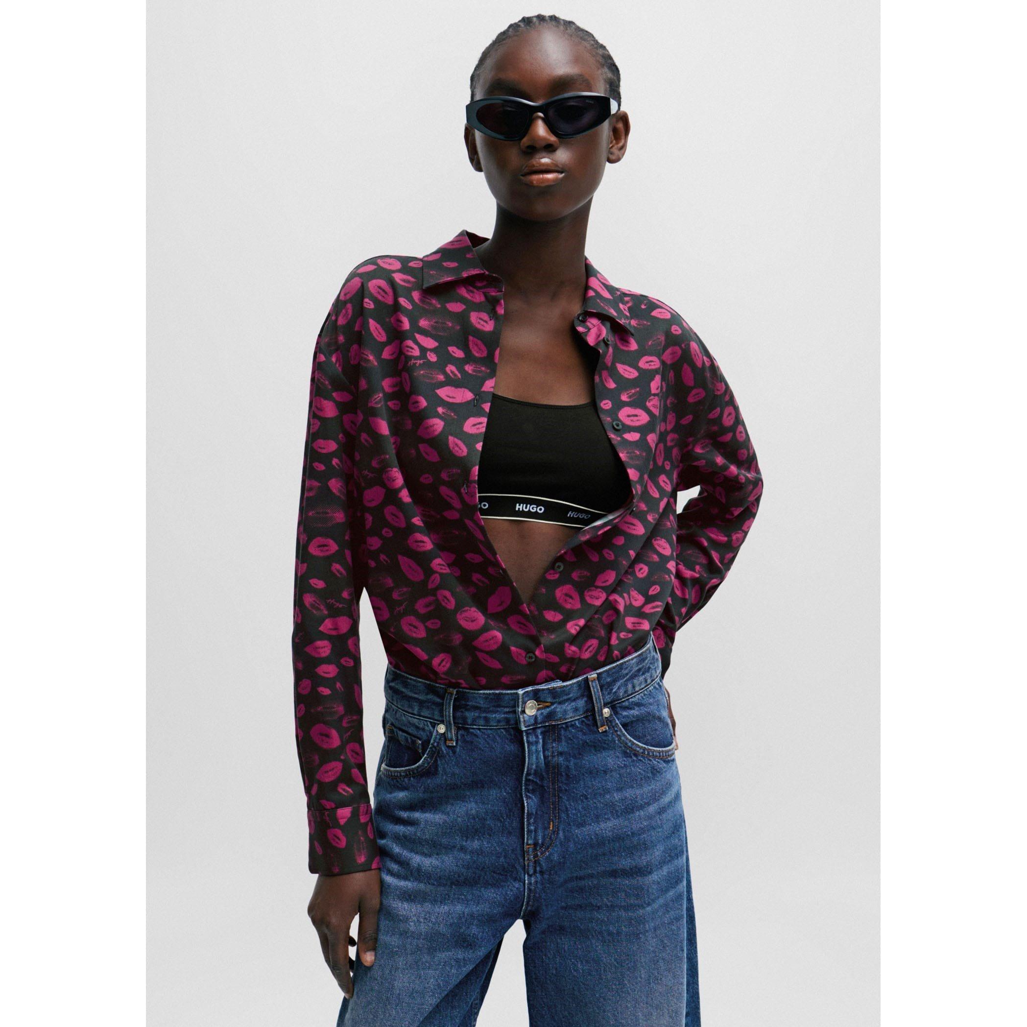 Black Purple - Hugo - The Boyfriend Relaxed-Fit Blouse - 2