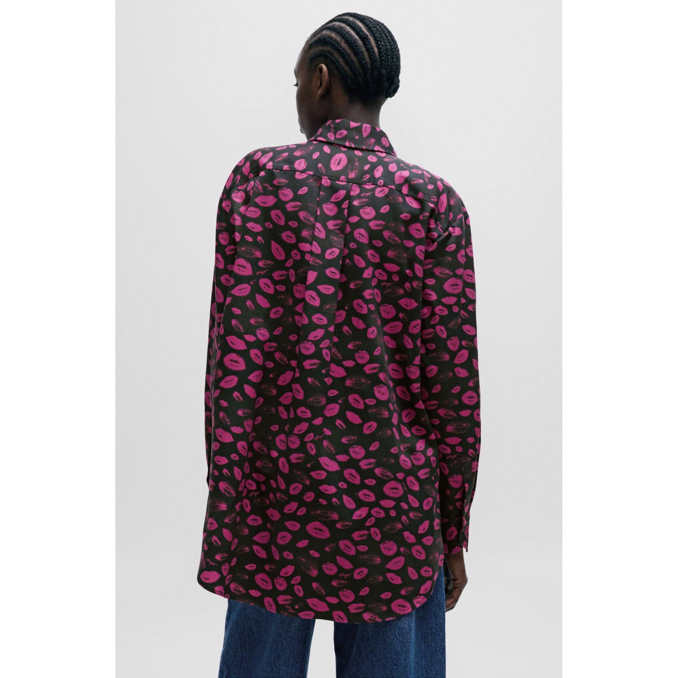 Black Purple - Hugo - The Boyfriend Relaxed-Fit Blouse - 3