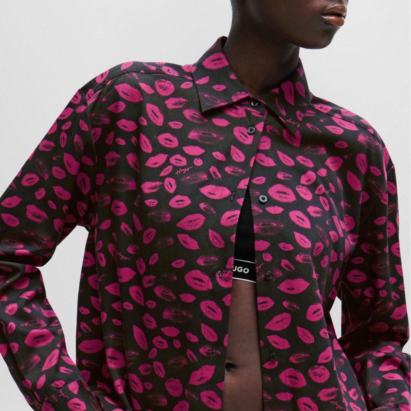 Black Purple - Hugo - The Boyfriend Relaxed-Fit Blouse - 4