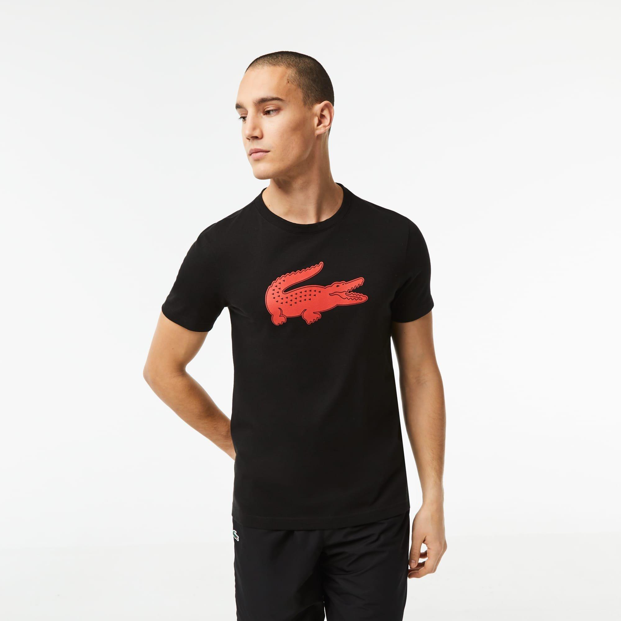 Black Red - Lacoste - SPORT 3D Print Crocodile Jersey T-Shirt - 1