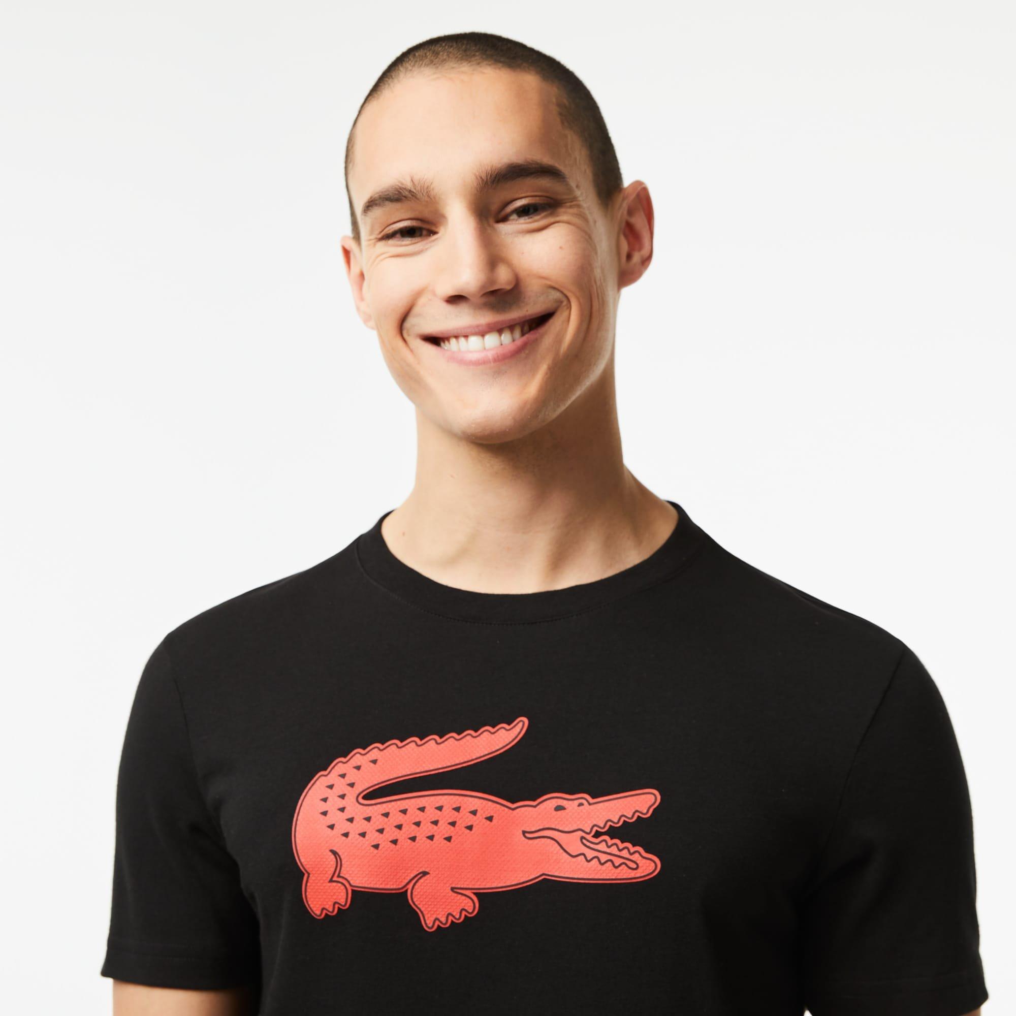 Black Red - Lacoste - SPORT 3D Print Crocodile Jersey T-Shirt - 2