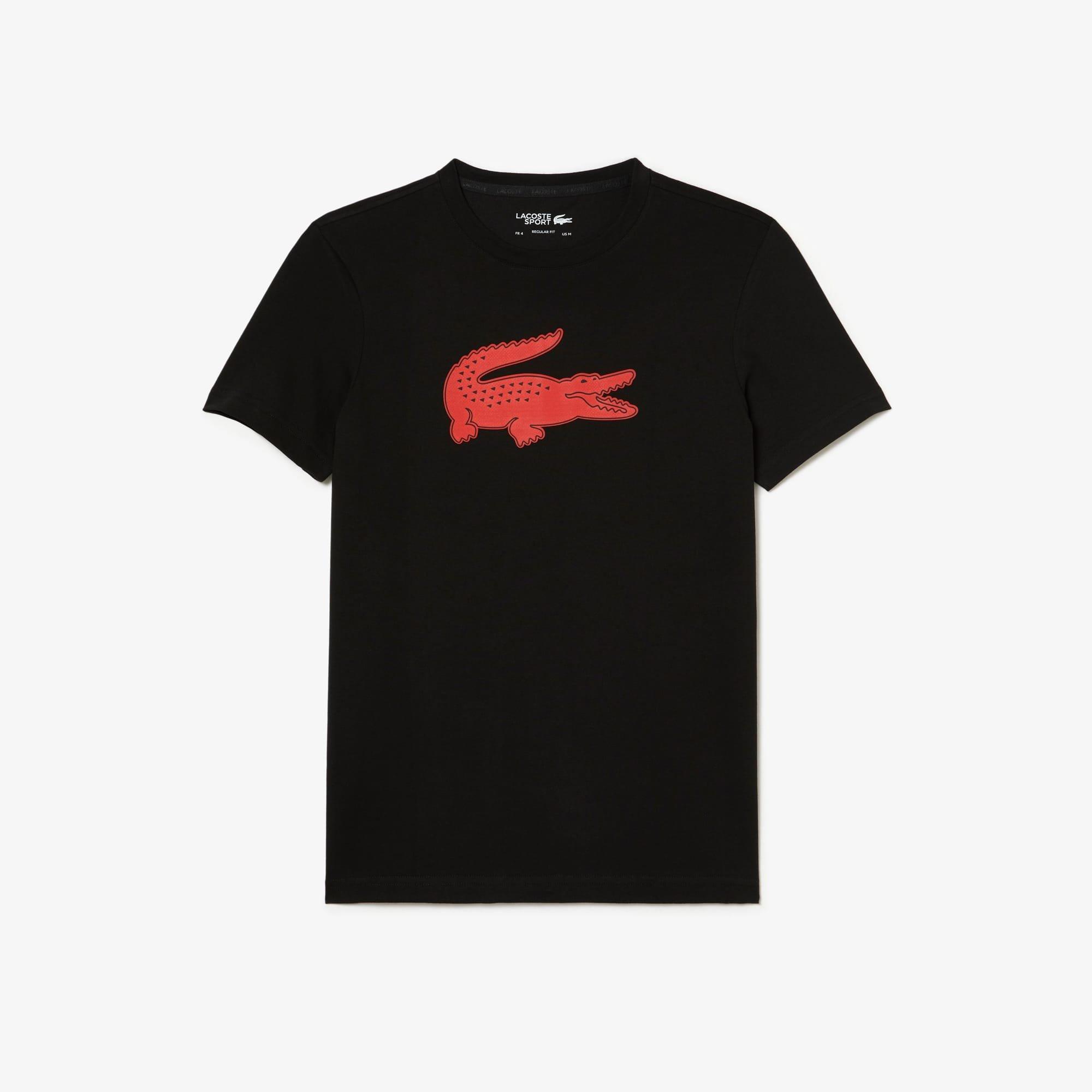 Black Red - Lacoste - SPORT 3D Print Crocodile Jersey T-Shirt - 4