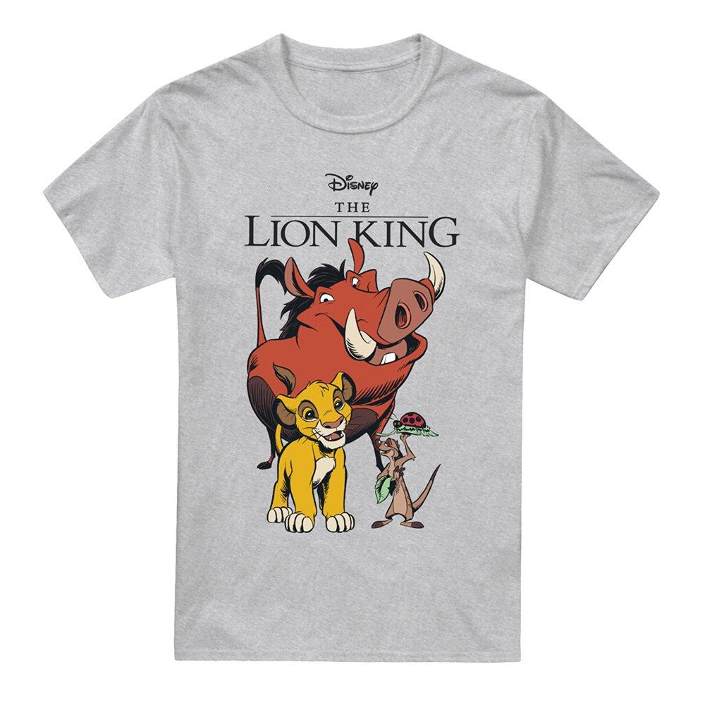 Grey Heather - Disney - The Lion King Simba Pumbaa Mens T-Shirt Grey - 4