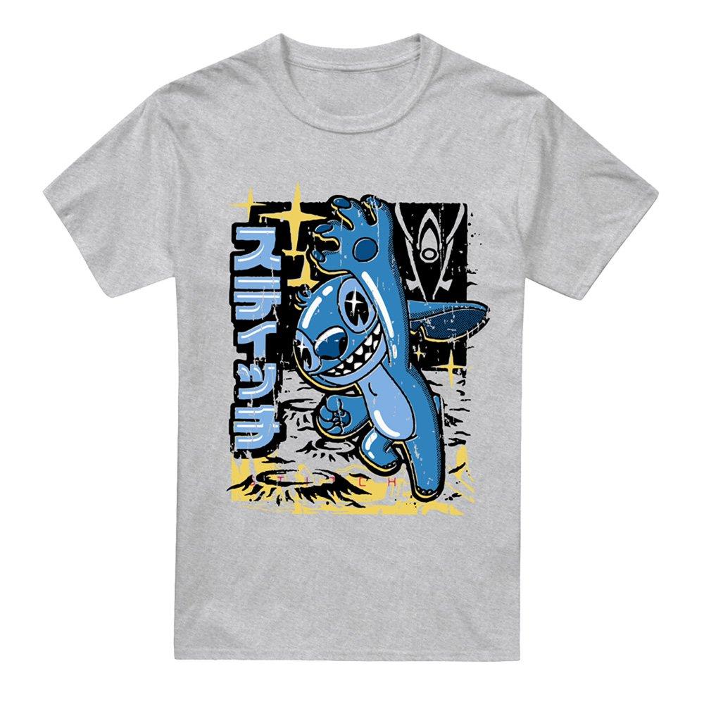 Grey Heather - Disney - Lilo & Stitch Space Anime Mens T-Shirt Grey - 4