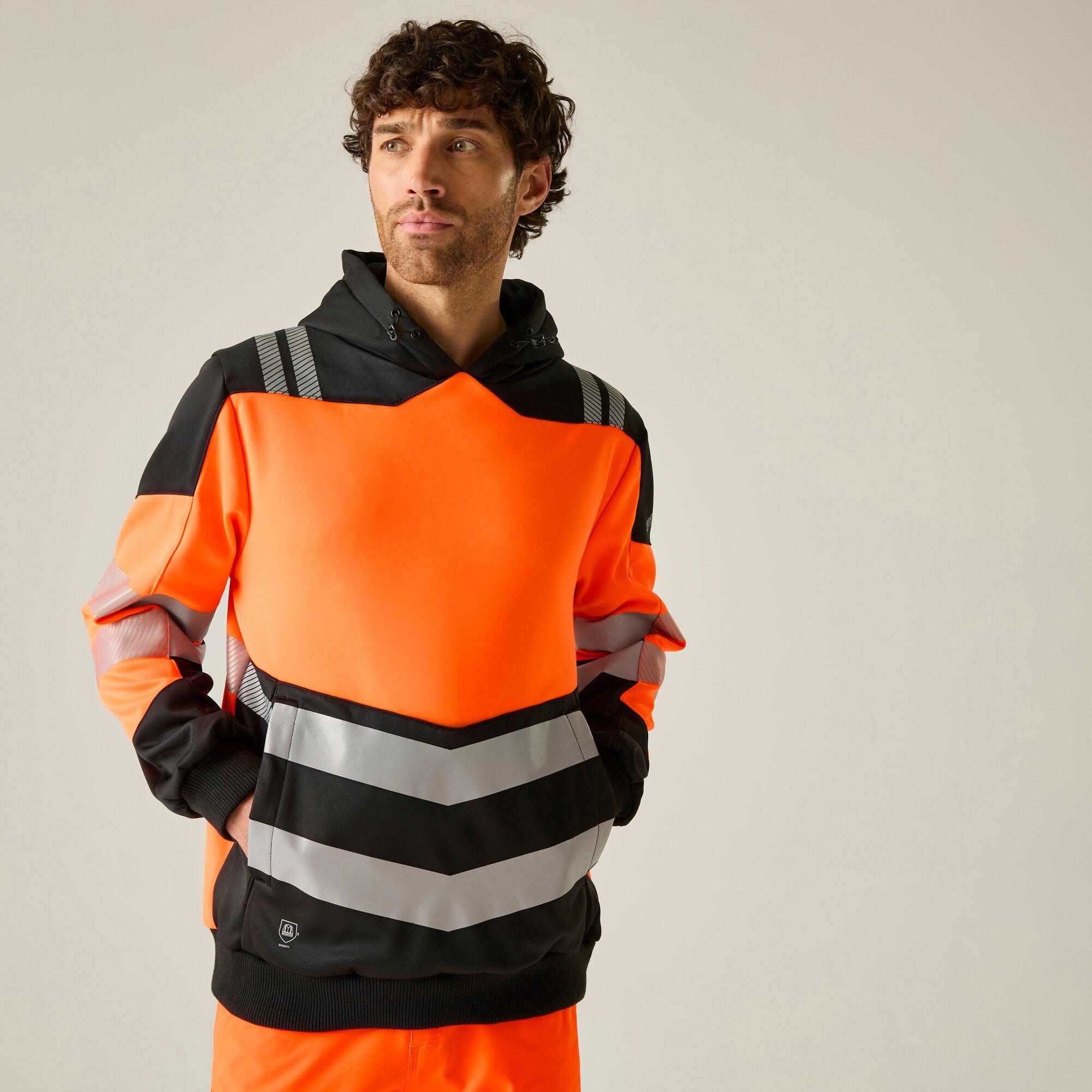 Regatta Men's Hi-Vis X Pro Hoodie - Class 2 - Black/Orange - 4XL