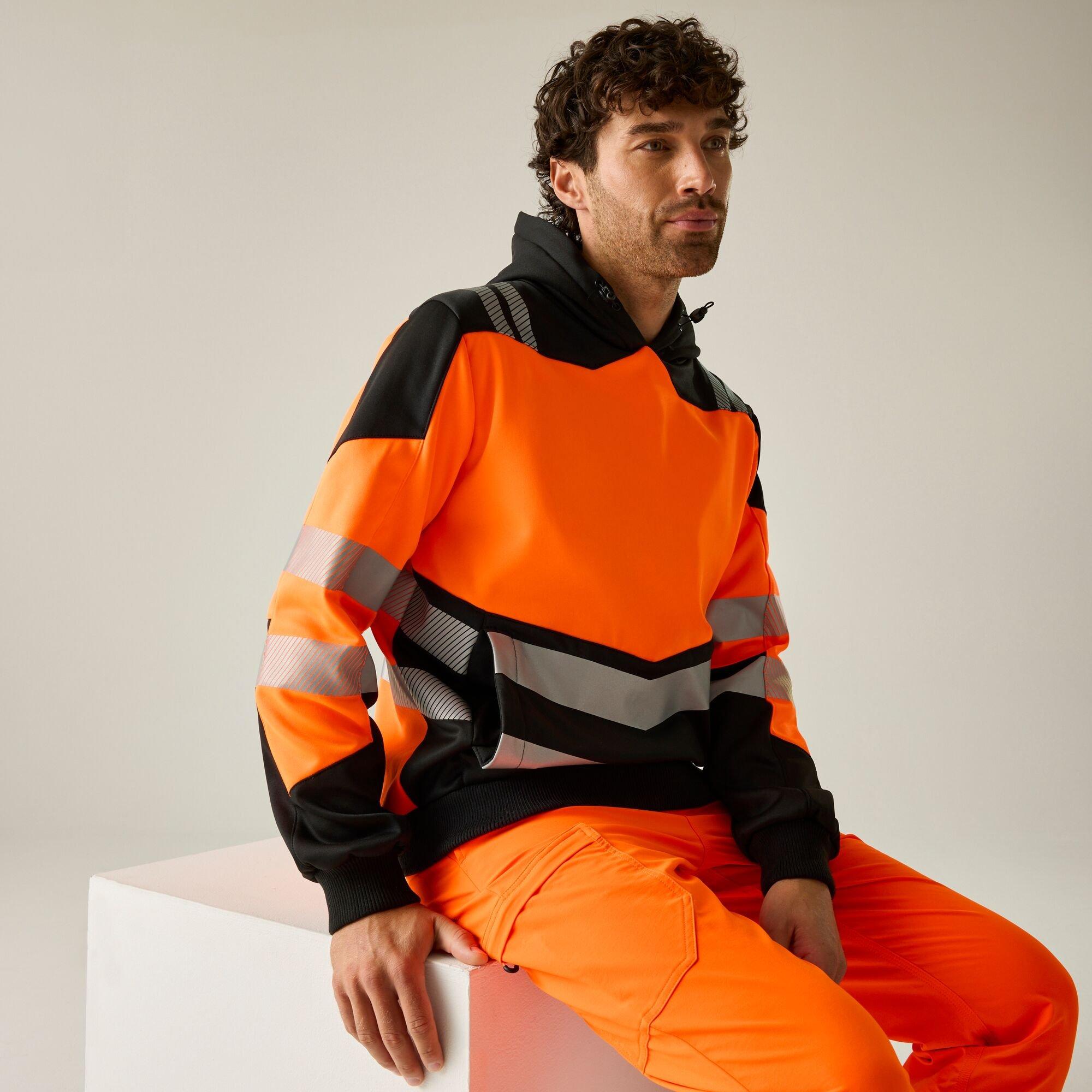 Black/Orange - Regatta - Mens Hi-Vis X Pro Hoodie - Class 2 - 8