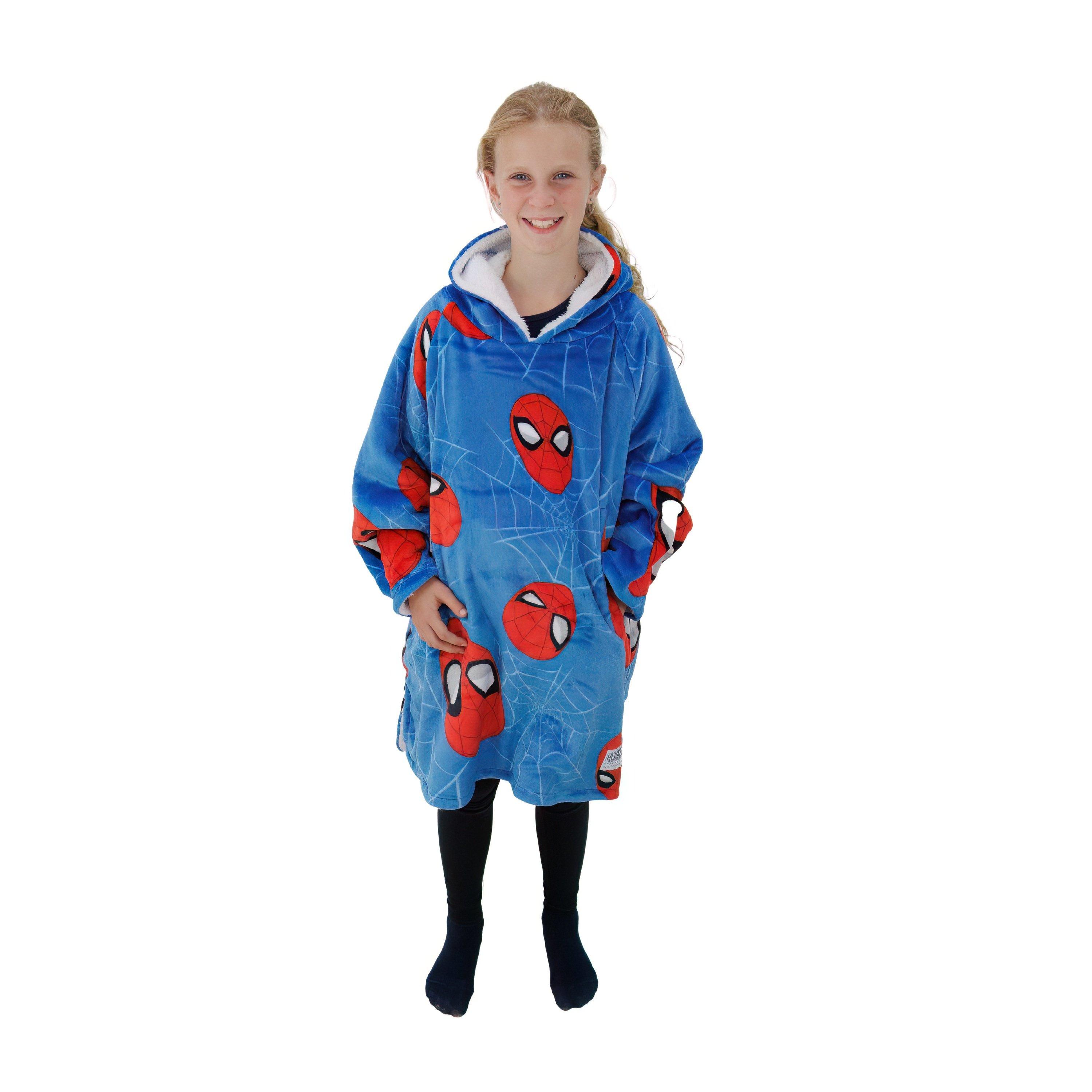 Blue - Spiderman - Spidey Heads Up Blue Hooded Fleece Small - 1