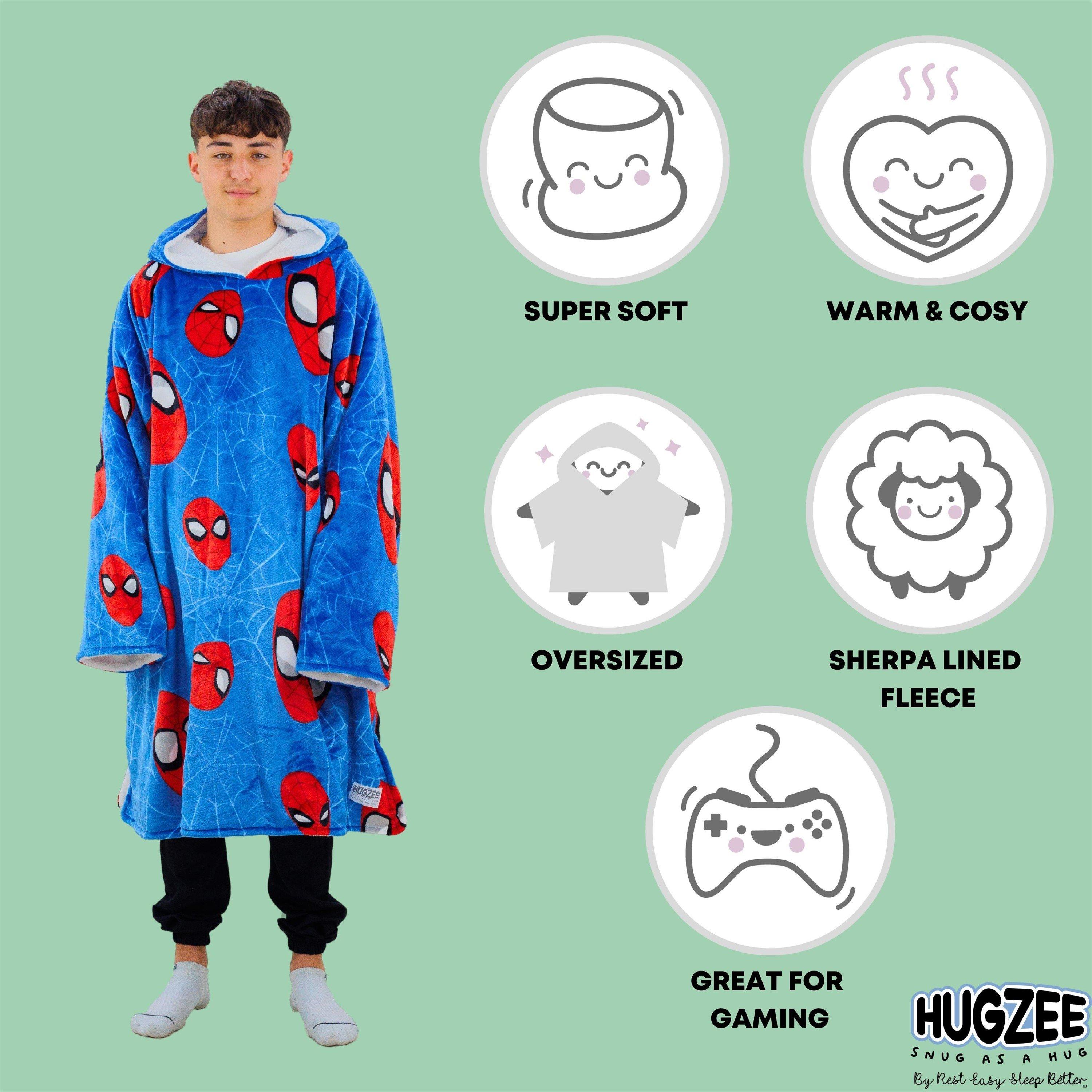 Blue - Spiderman - Spiderman Medium Spidey Heads Up Blue Hood Fleece - 3