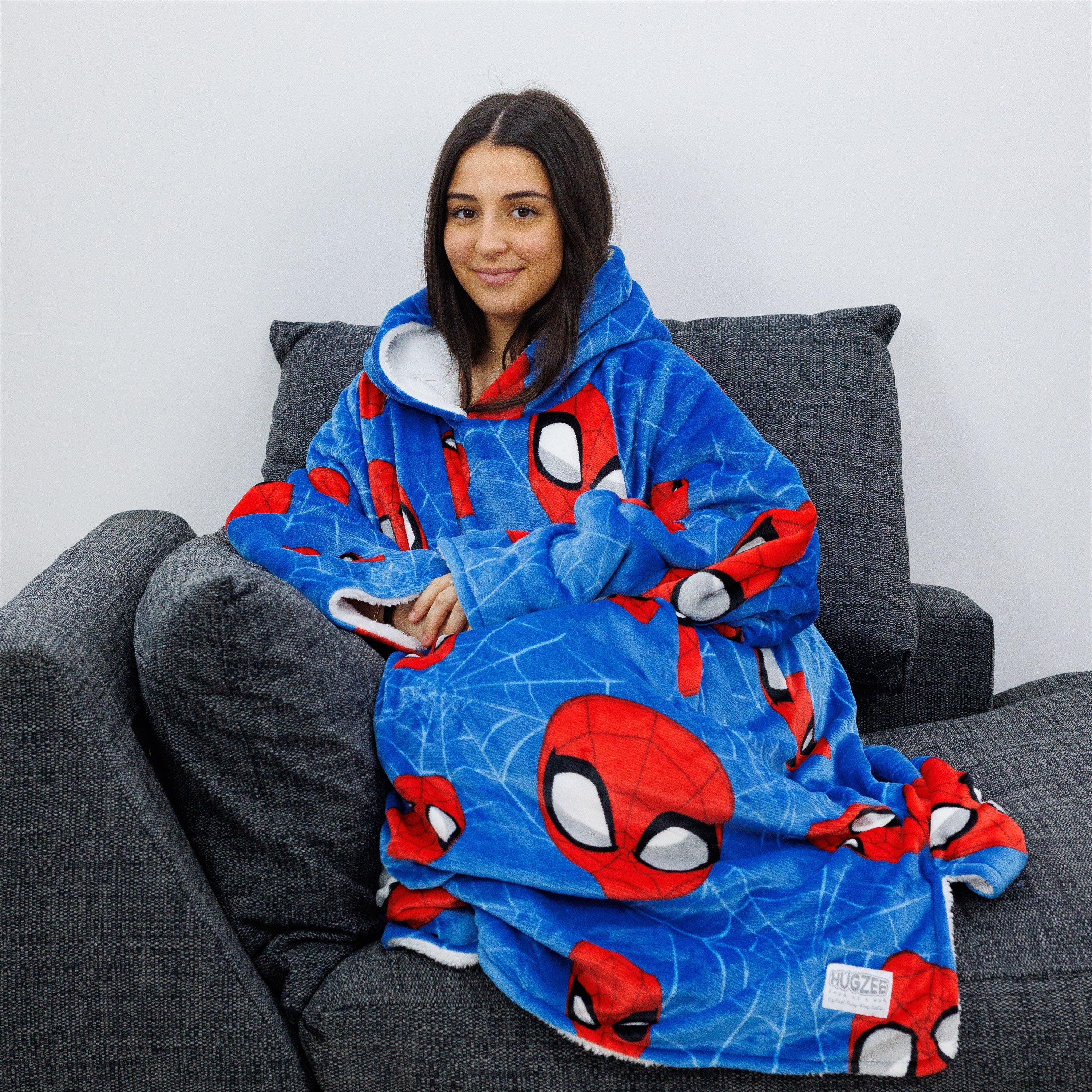 Blue - Spiderman - Spiderman Medium Spidey Heads Up Blue Hood Fleece - 5